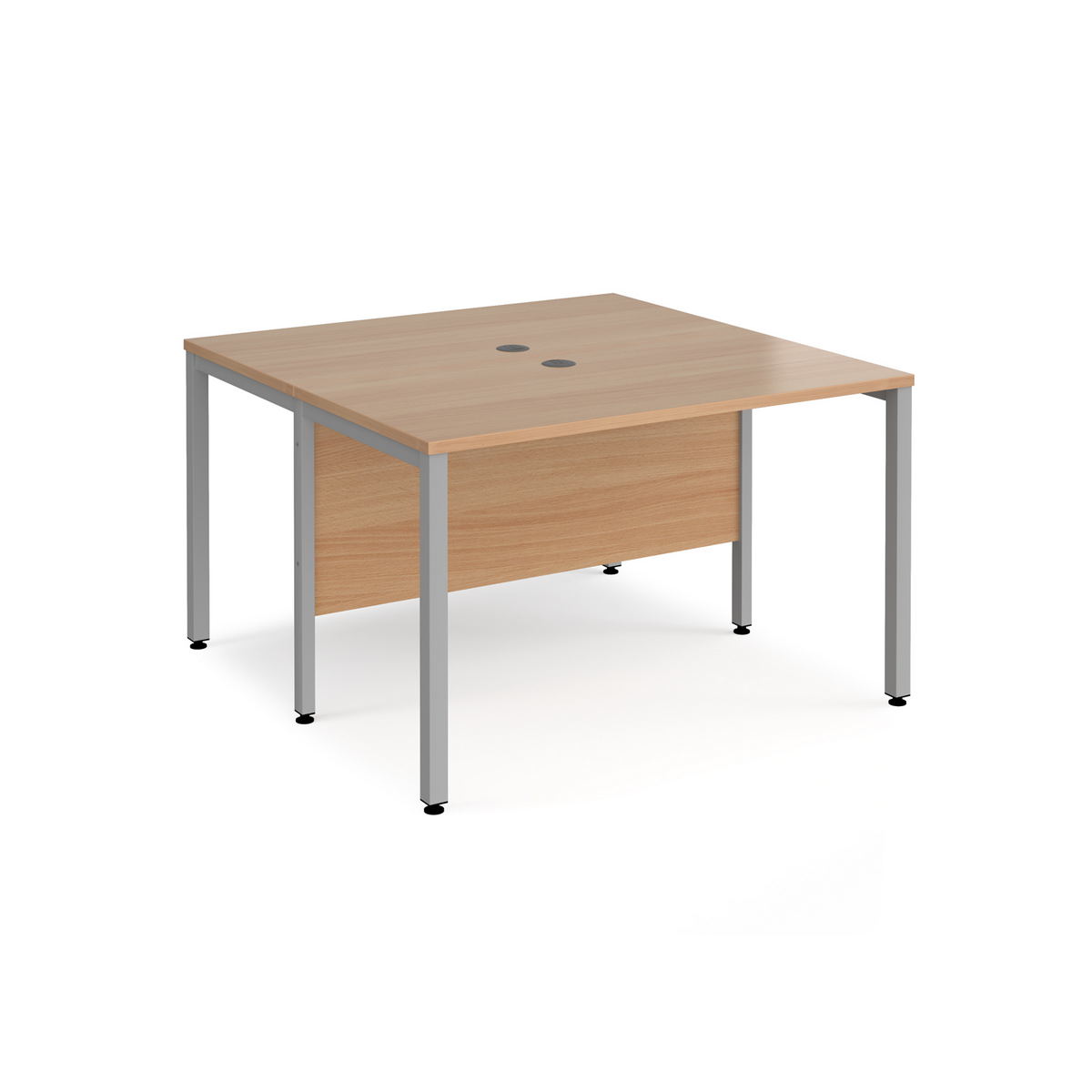 Picture of Maestro 25 back to back straight desks 1200mm x 1200mm - silver bench leg frame, beech top