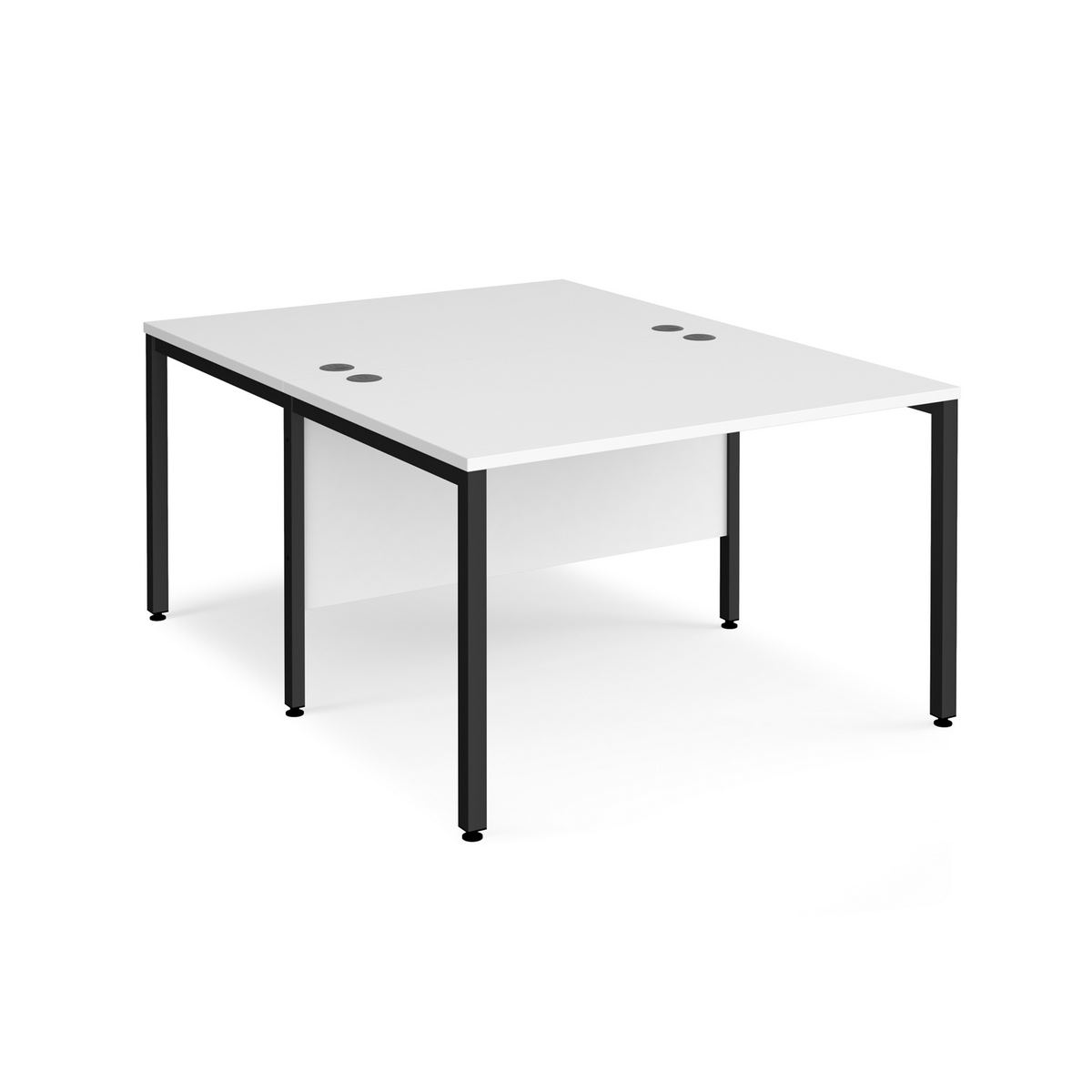 Picture of Maestro 25 back to back straight desks 1200mm x 1600mm - black bench leg frame, white top