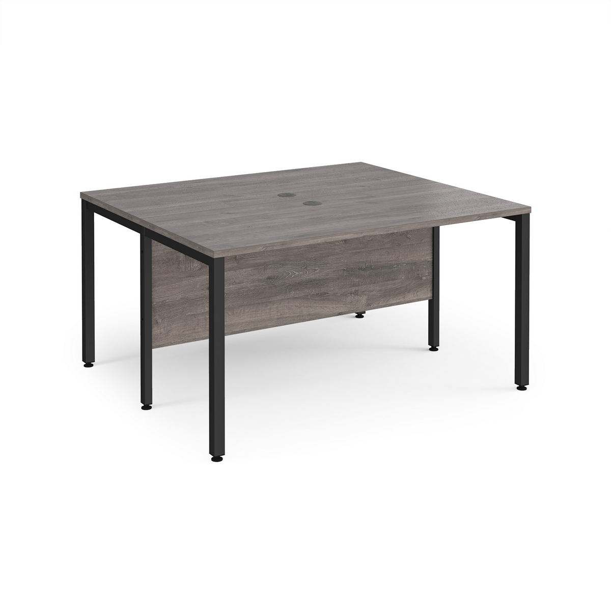 Picture of Maestro 25 back to back straight desks 1400mm x 1200mm - black bench leg frame, grey oak top