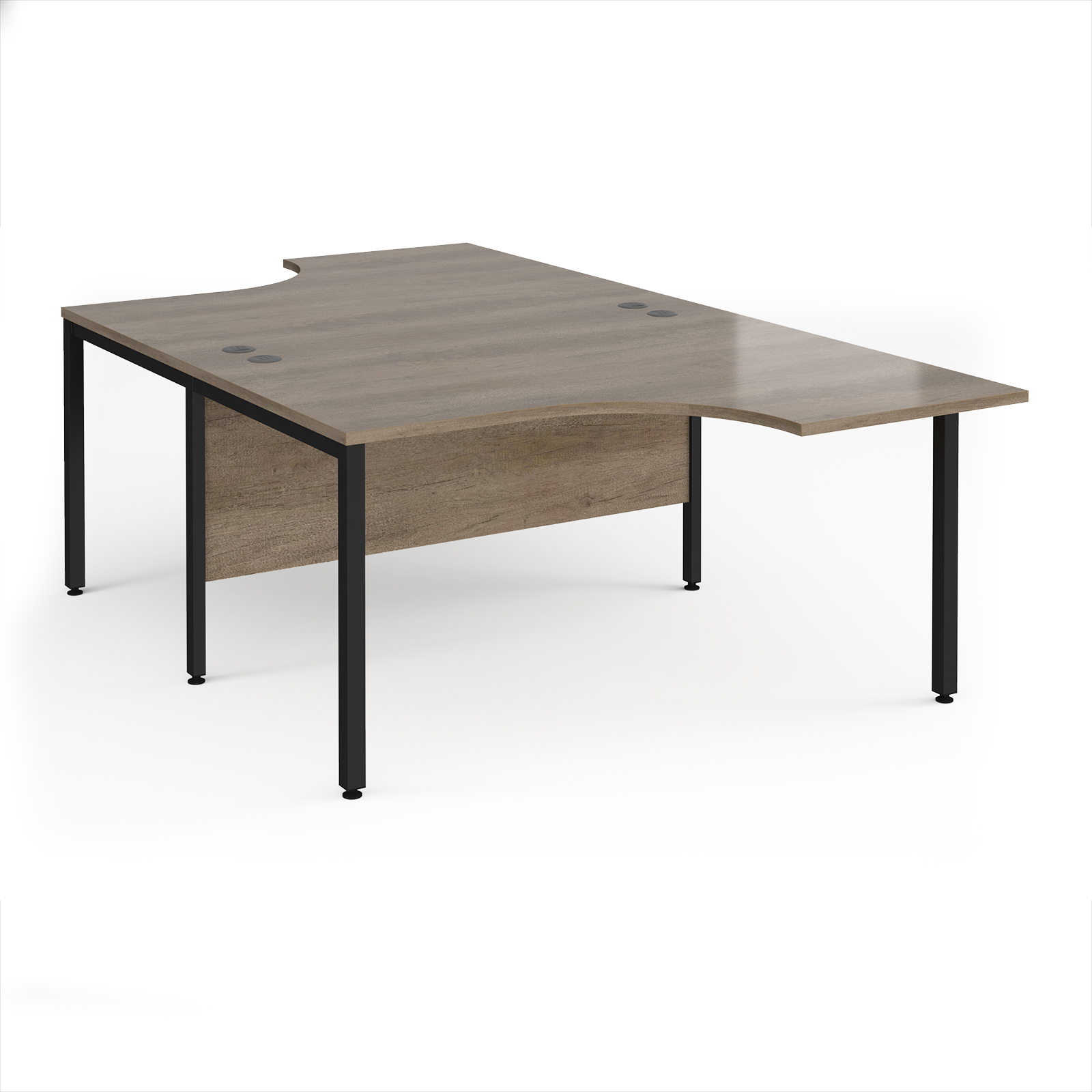 Picture of Maestro 25 back to back ergonomic desks 1400mm deep - black bench leg frame, Nebraska Oak Top