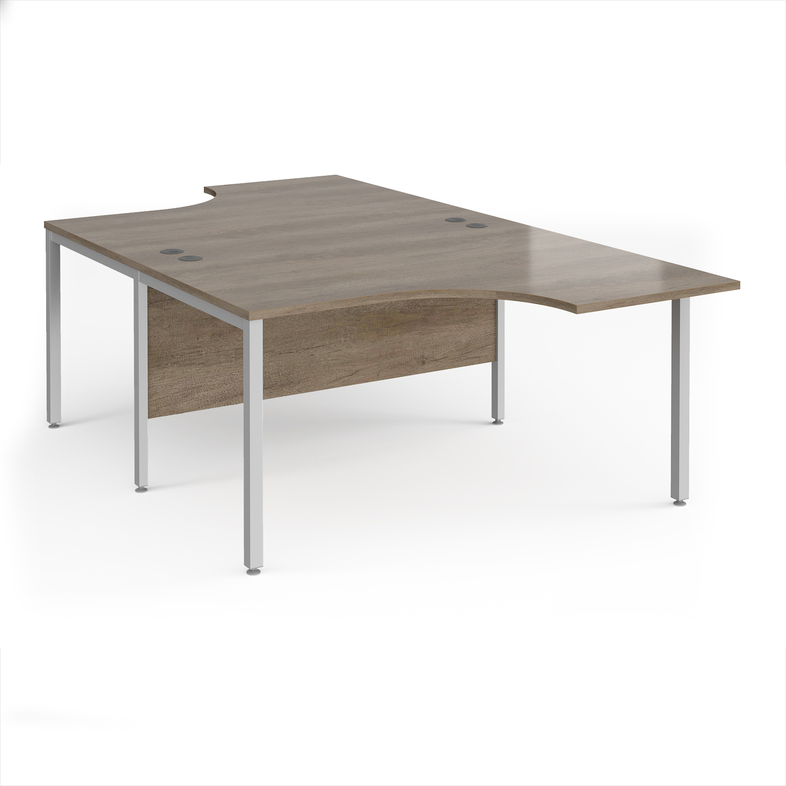 Picture of Maestro 25 back to back ergonomic desks 1400mm deep - silver bench leg frame, Nebraska Oak Top