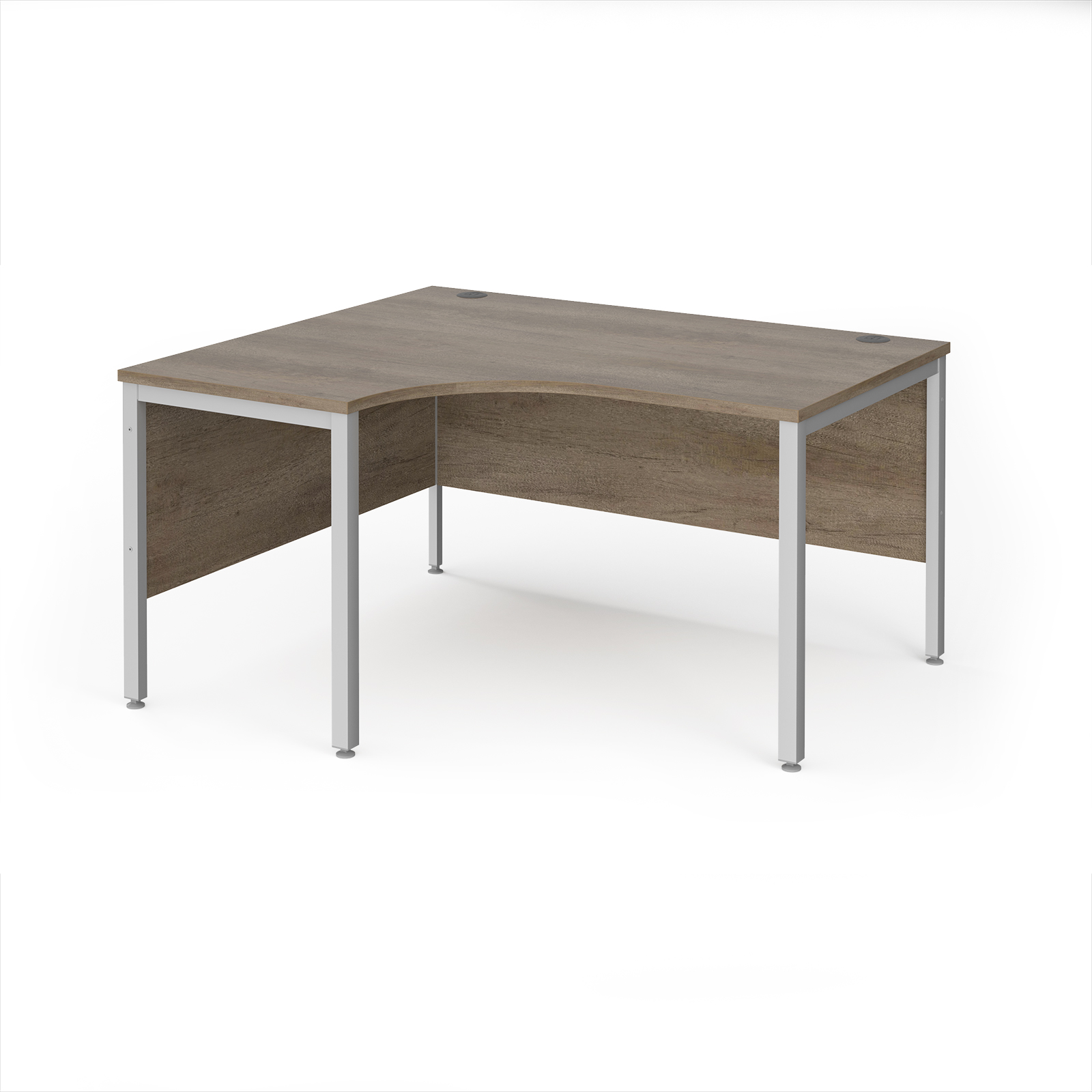 Picture of Maestro 25 left hand ergonomic desk 1400mm wide - silver bench leg frame, Nebraska Oak Top