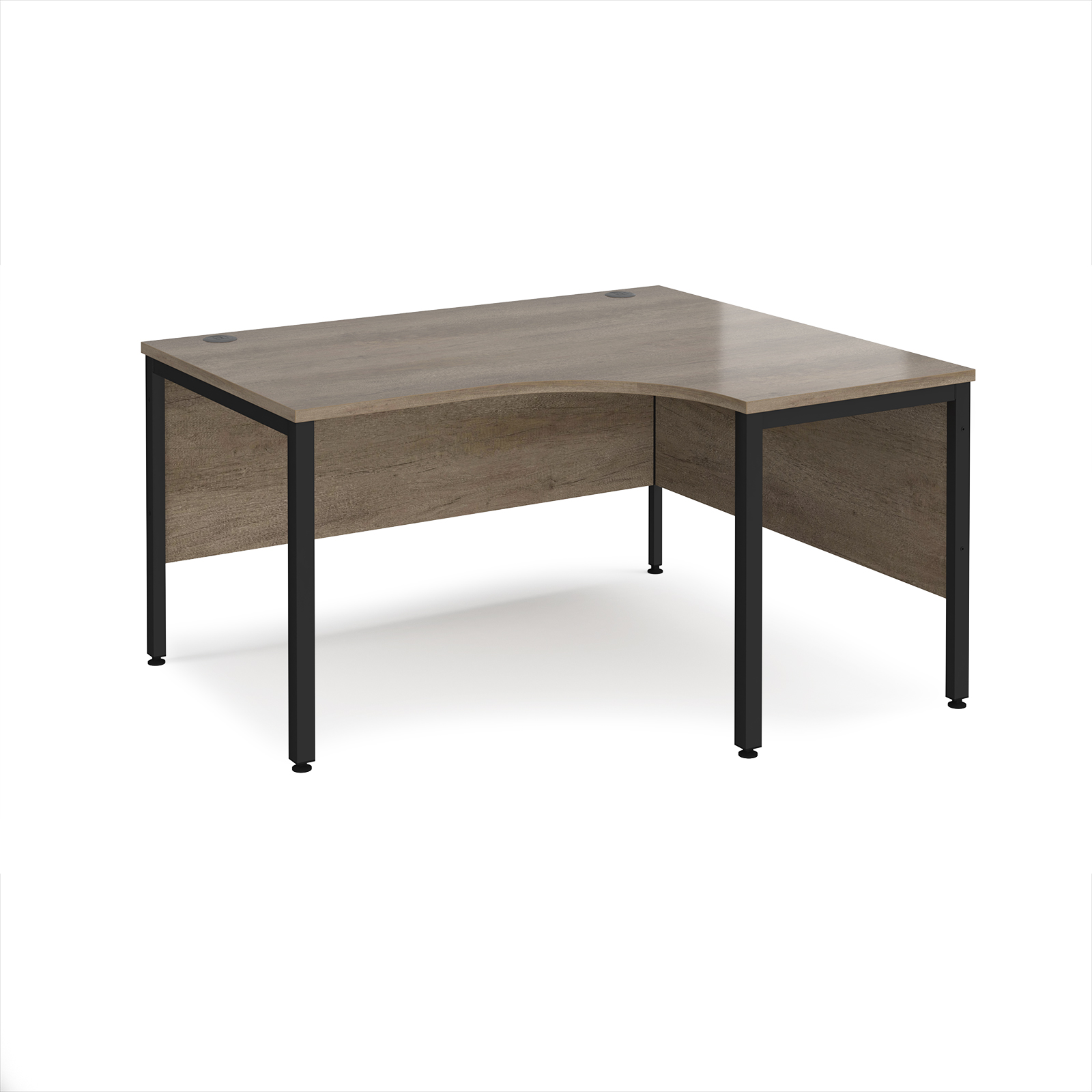 Picture of Maestro 25 right hand ergonomic desk 1400mm wide - black bench leg frame, Nebraska Oak Top