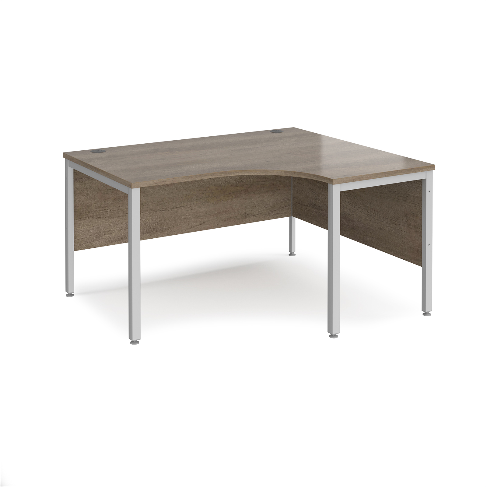 Picture of Maestro 25 right hand ergonomic desk 1400mm wide - silver bench leg frame, Nebraska Oak Top