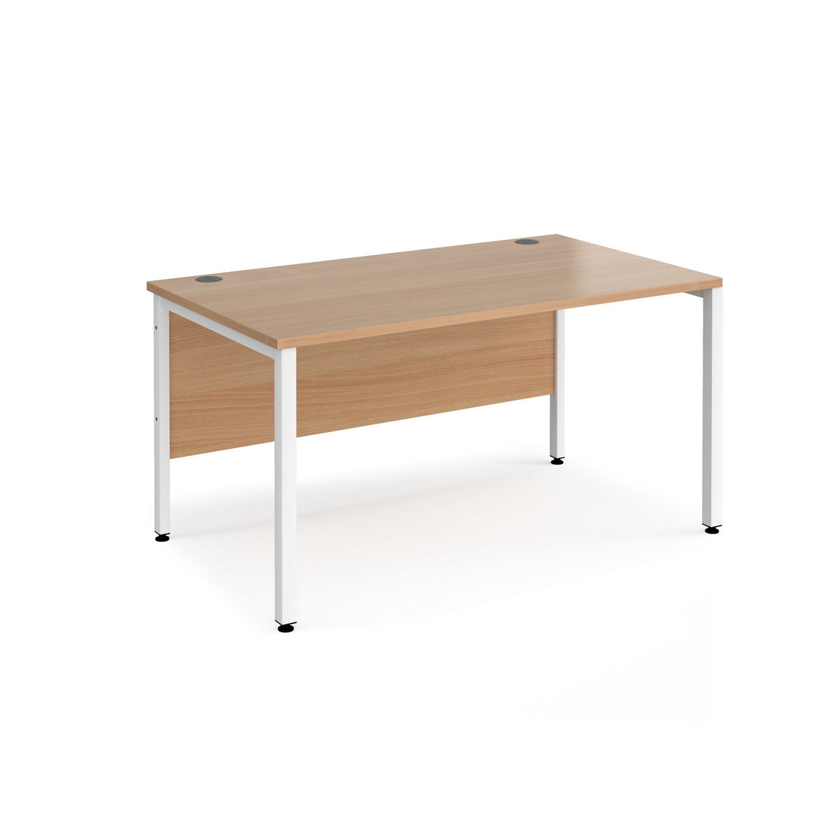 Picture of Maestro 25 straight desk 1400mm x 800mm - white bench leg frame, beech top