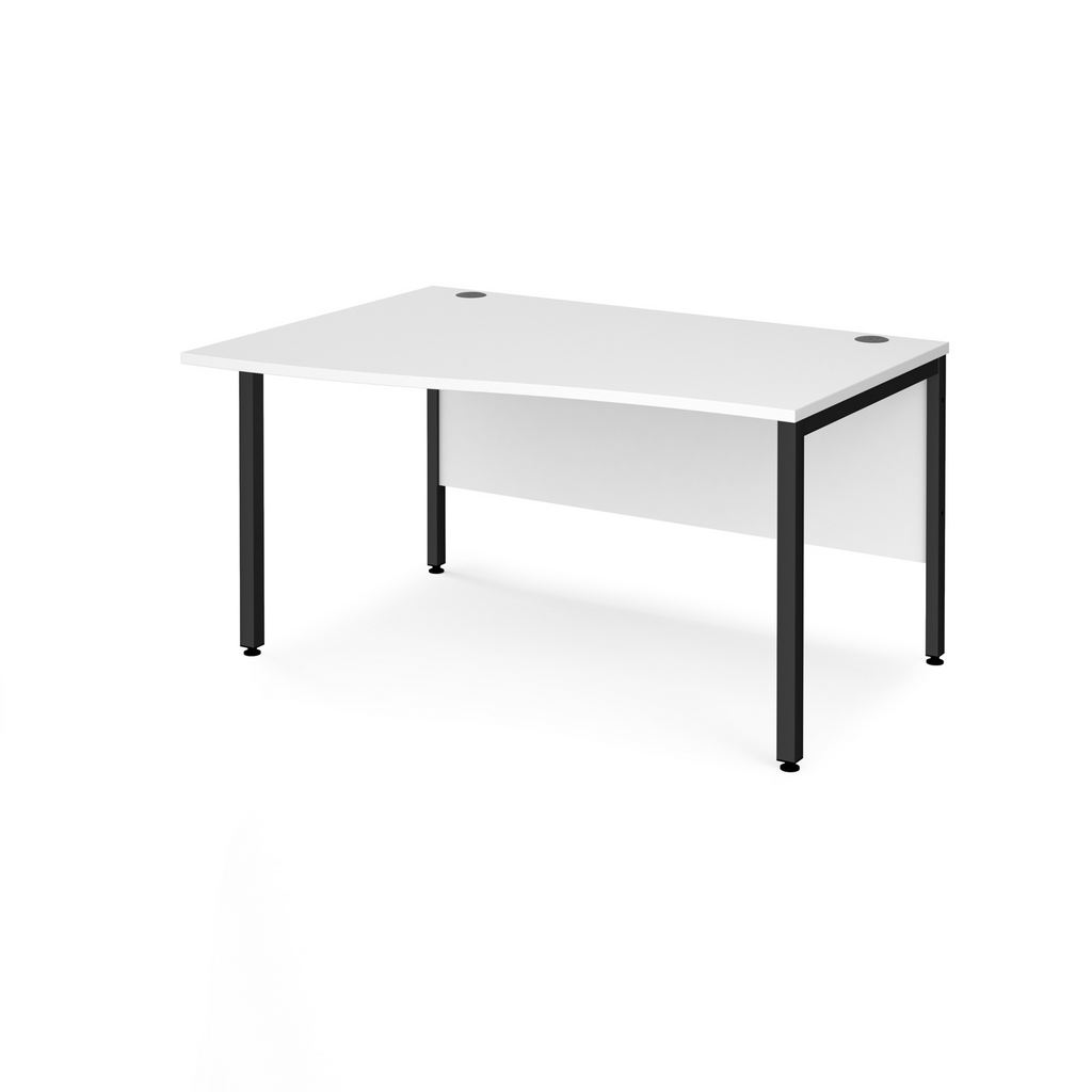 Picture of Maestro 25 left hand wave desk 1400mm wide - black bench leg frame, white top