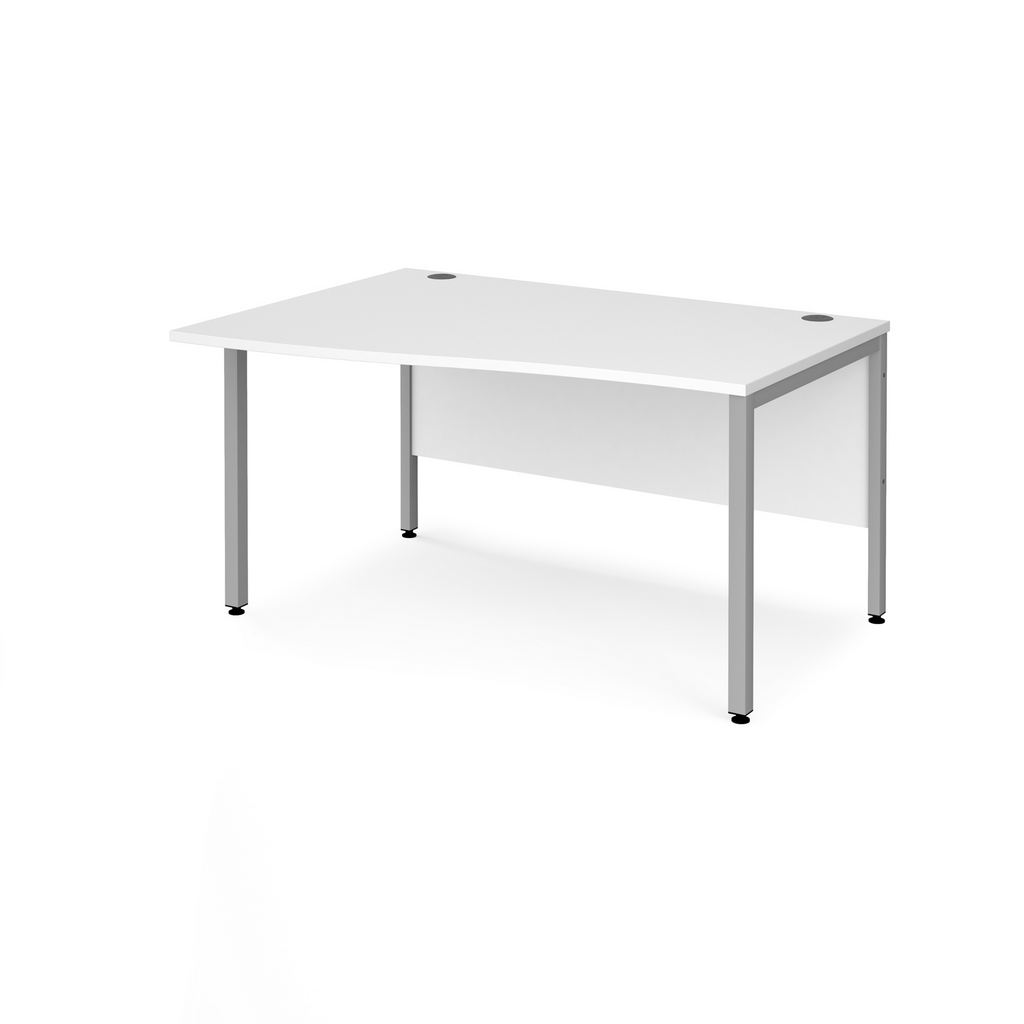 Picture of Maestro 25 left hand wave desk 1400mm wide - silver bench leg frame, white top