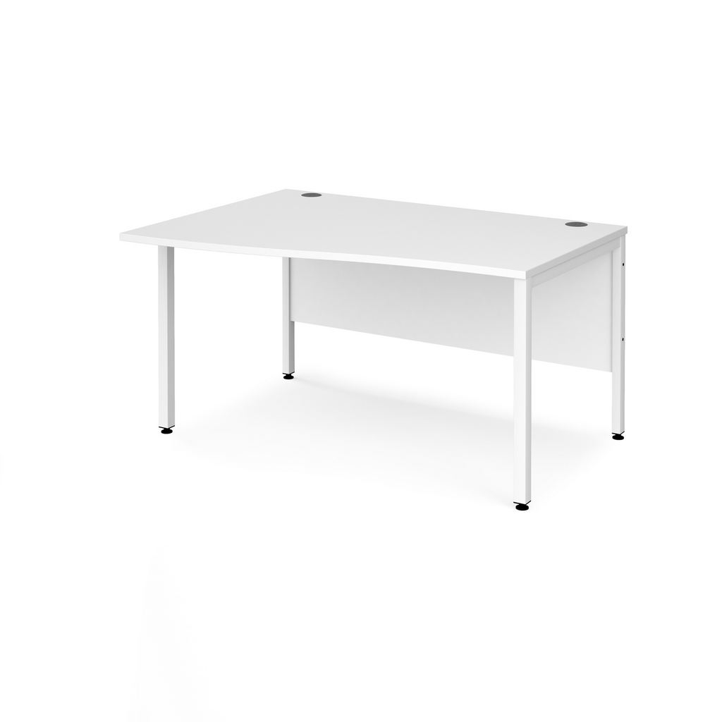 Picture of Maestro 25 left hand wave desk 1400mm wide - white bench leg frame, white top