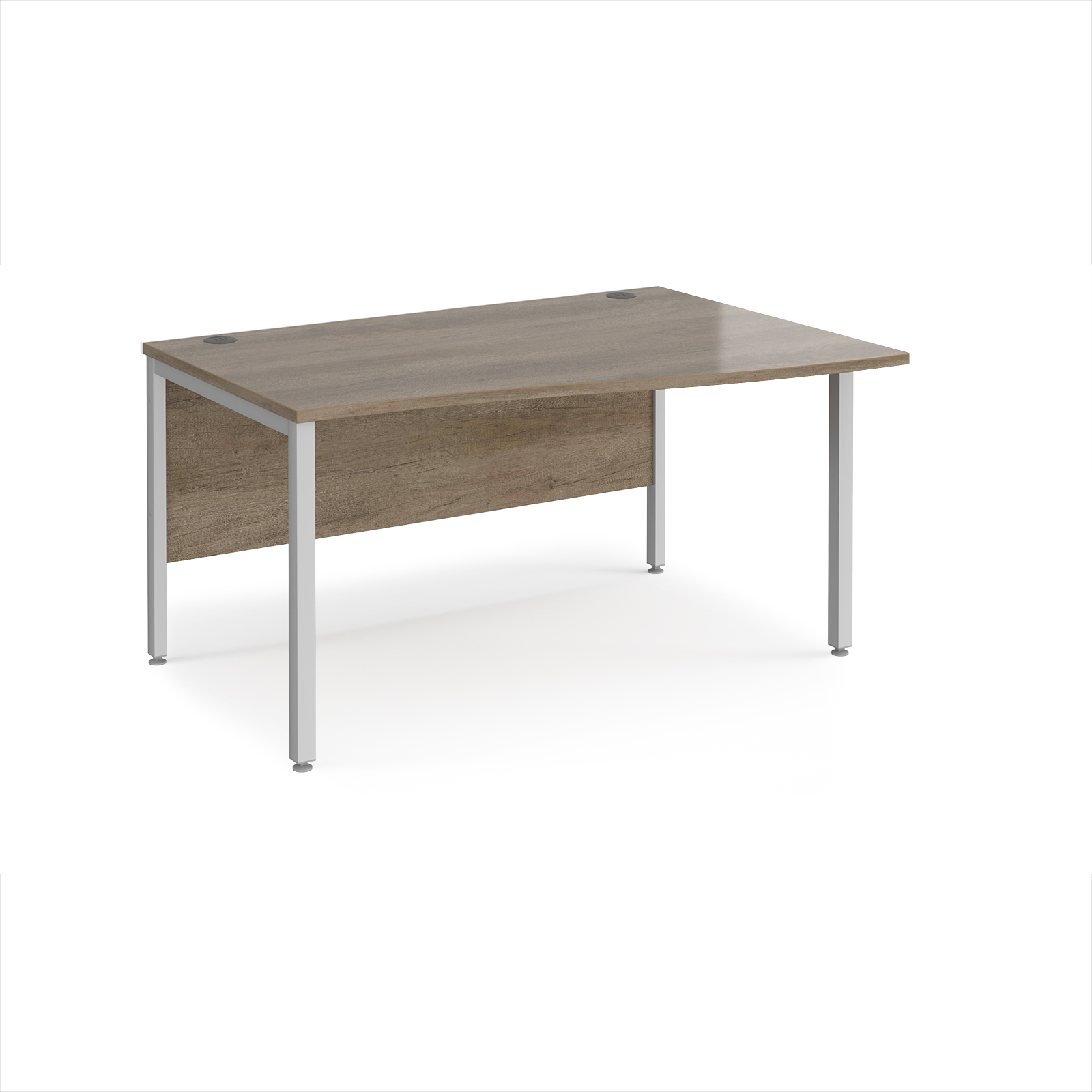 Picture of Maestro 25 right hand wave desk 1400mm wide - silver bench leg frame, Nebraska Oak Top