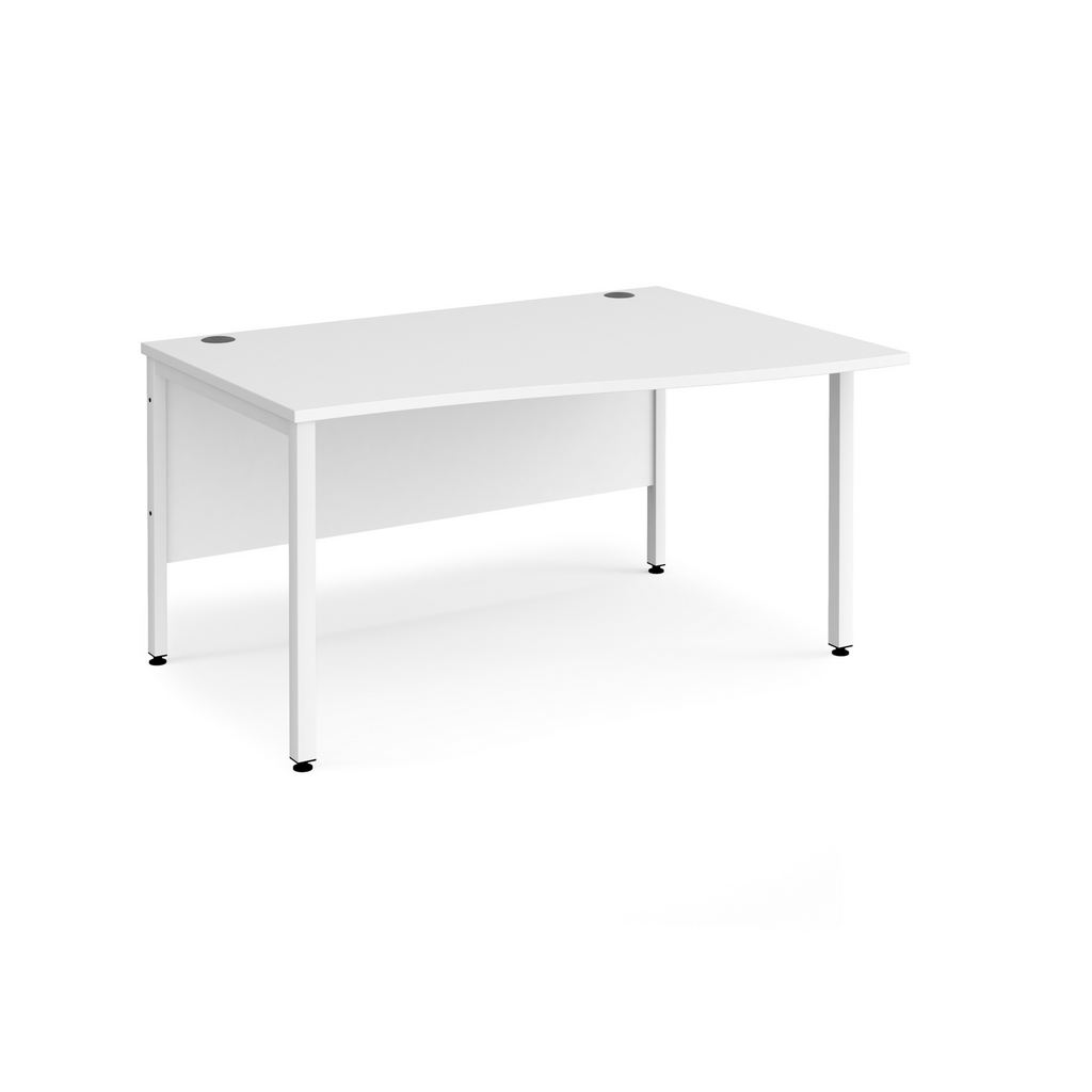 Picture of Maestro 25 right hand wave desk 1400mm wide - white bench leg frame, white top