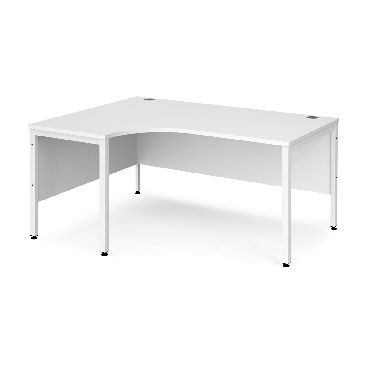 Picture of Maestro 25 left hand ergonomic desk 1600mm wide - white bench leg frame, white top