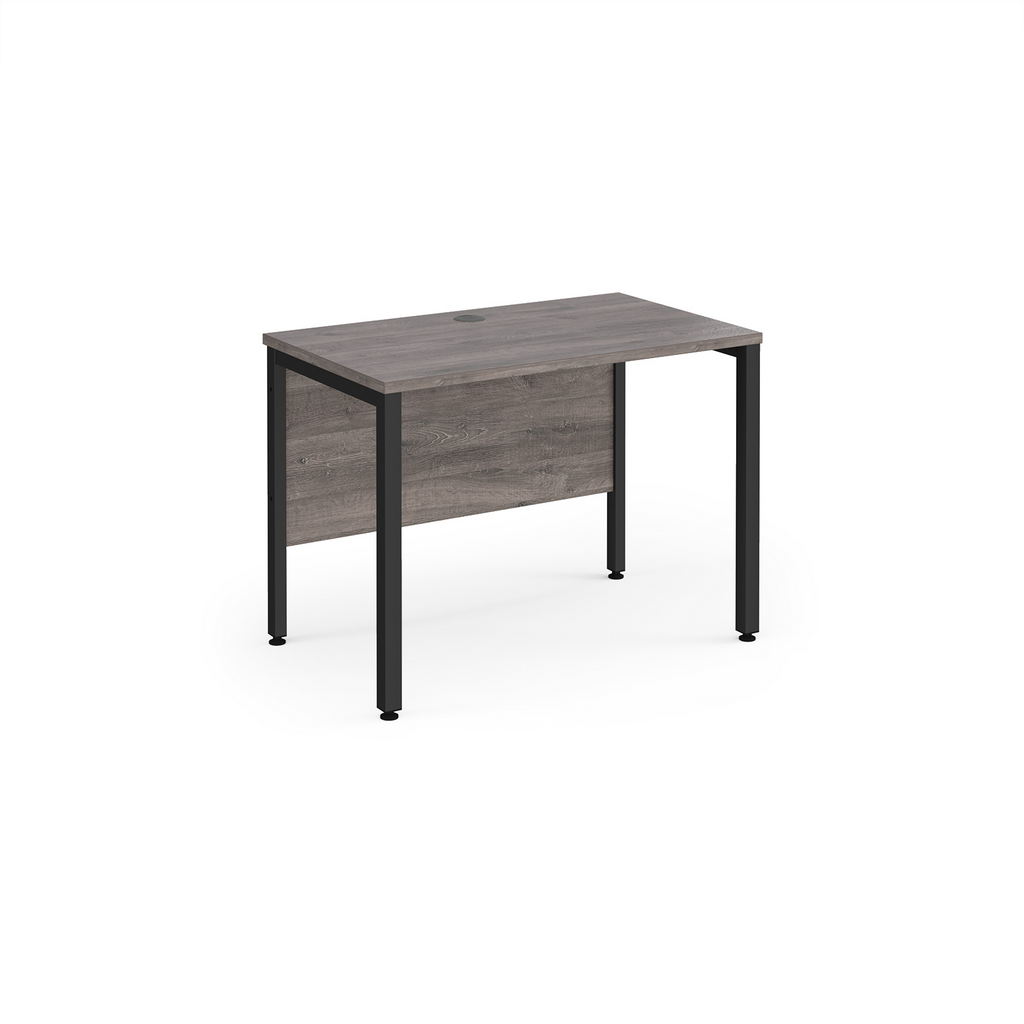 Picture of Maestro 25 straight desk 1000mm x 600mm - black bench leg frame, grey oak top