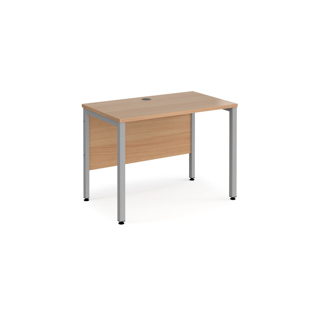 Picture of Maestro 25 straight desk 1000mm x 600mm - silver bench leg frame, beech top