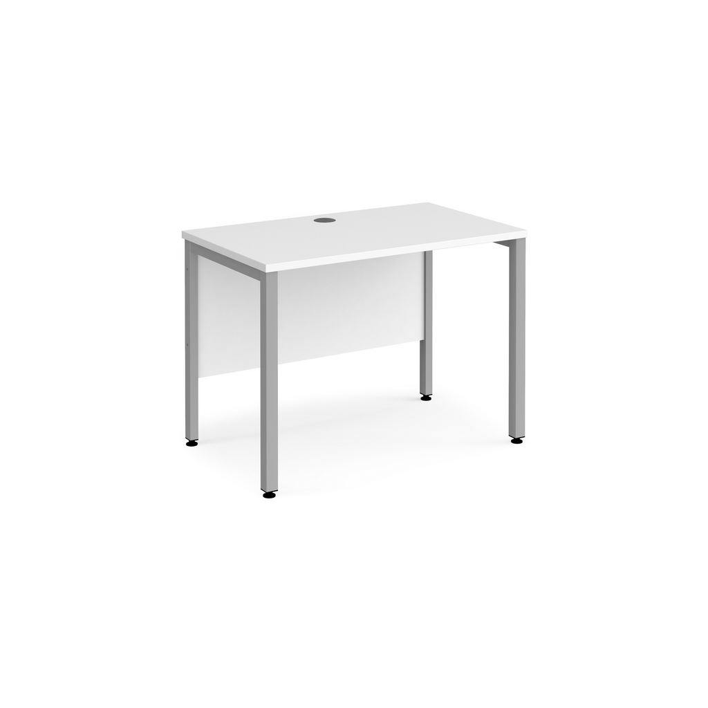 Picture of Maestro 25 straight desk 1000mm x 600mm - silver bench leg frame, white top