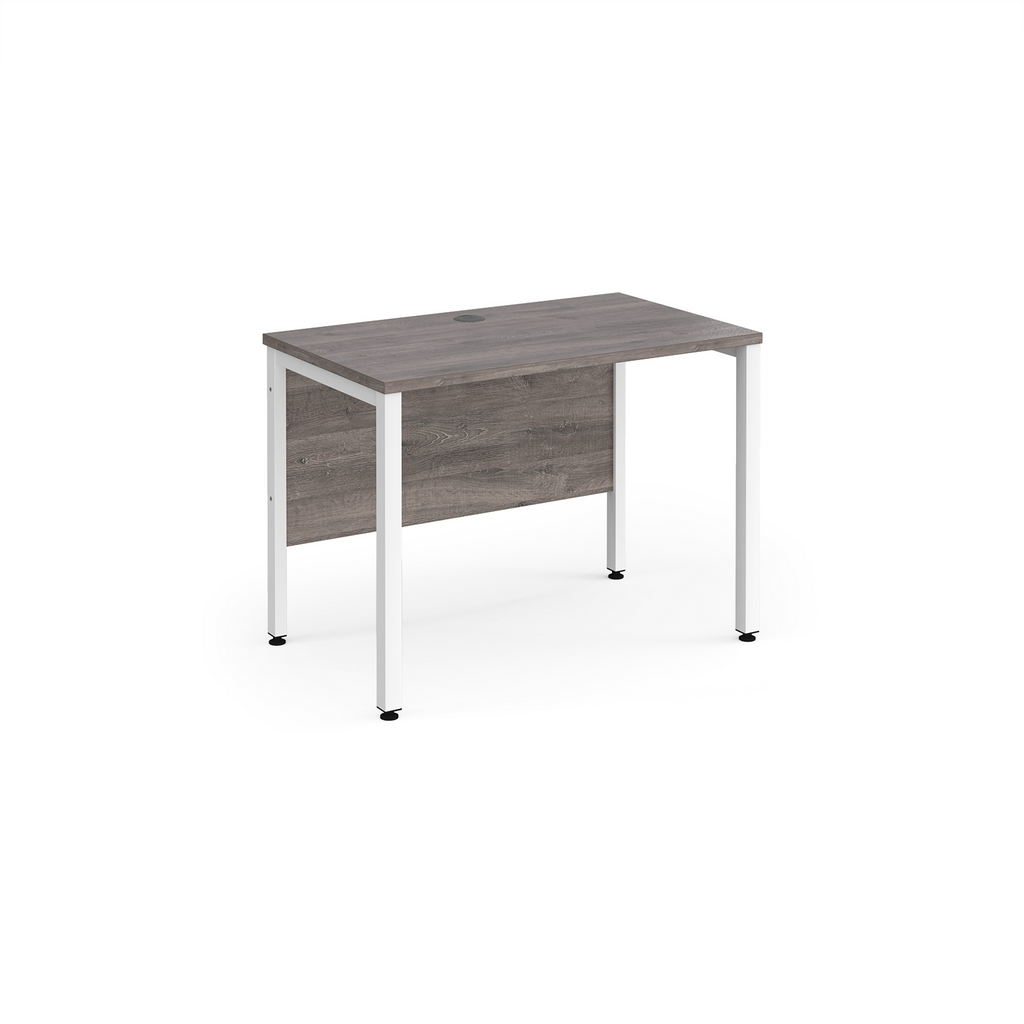 Picture of Maestro 25 straight desk 1000mm x 600mm - white bench leg frame, grey oak top