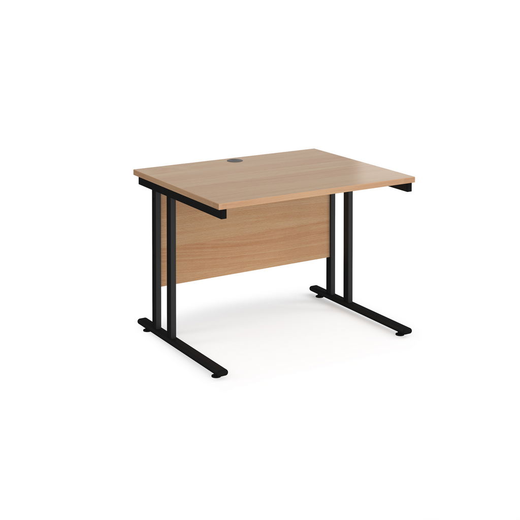 Picture of Maestro 25 straight desk 1000mm x 800mm - black cantilever leg frame, beech top