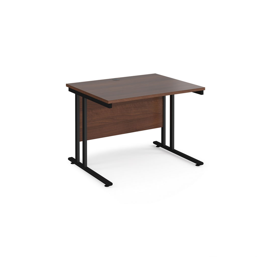 Picture of Maestro 25 straight desk 1000mm x 800mm - black cantilever leg frame, walnut top