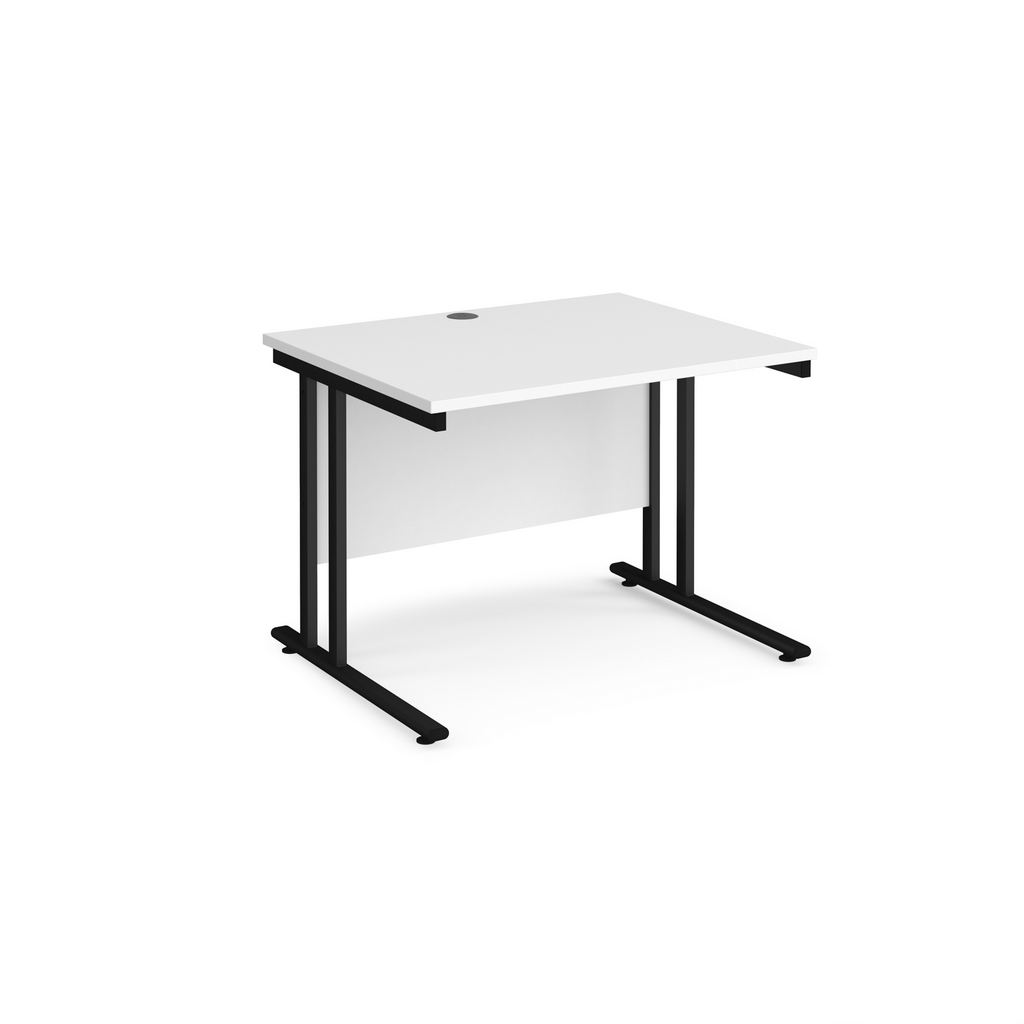 Picture of Maestro 25 straight desk 1000mm x 800mm - black cantilever leg frame, white top