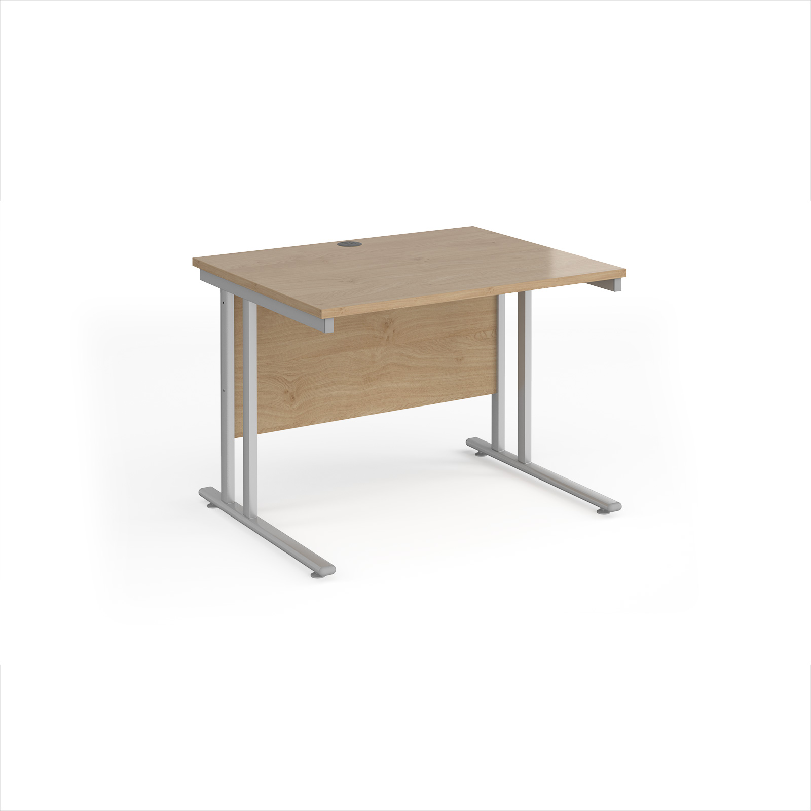 Picture of Maestro 25 straight desk 1000mm x 800mm - silver cantilever leg frame, Kendal Oak Top