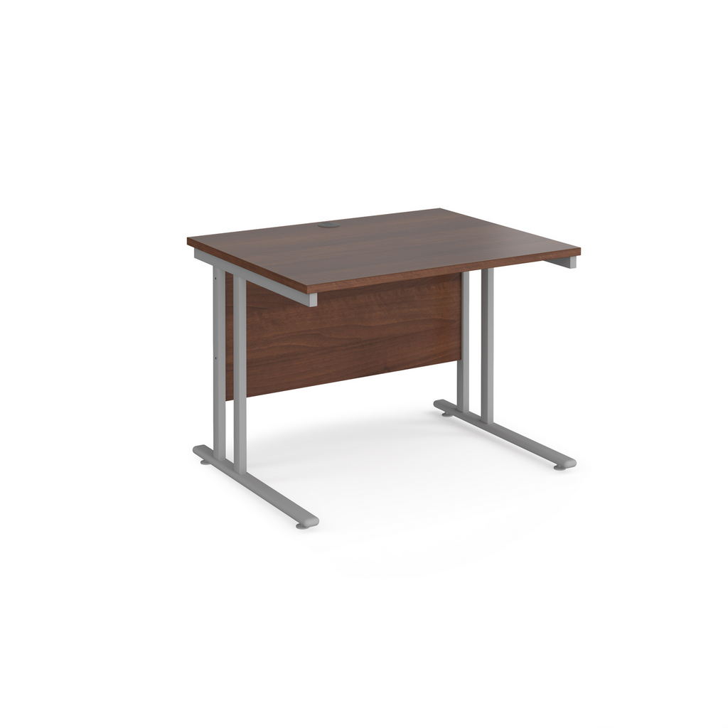 Picture of Maestro 25 straight desk 1000mm x 800mm - silver cantilever leg frame, walnut top