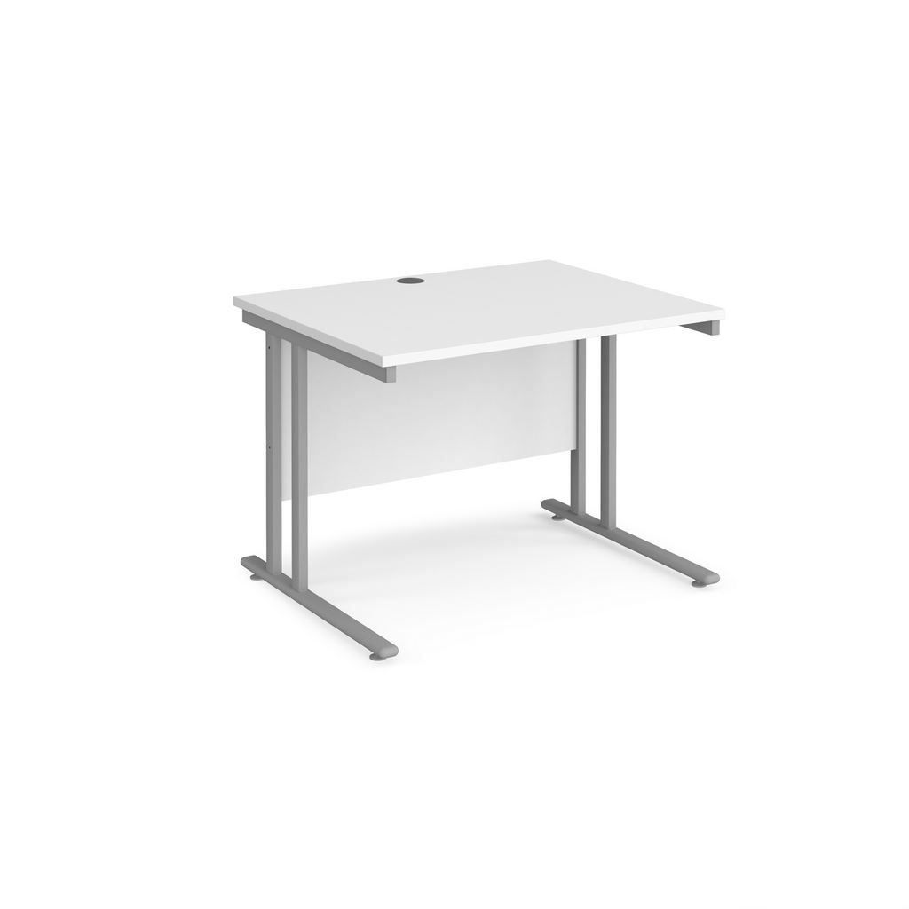 Picture of Maestro 25 straight desk 1000mm x 800mm - silver cantilever leg frame, white top