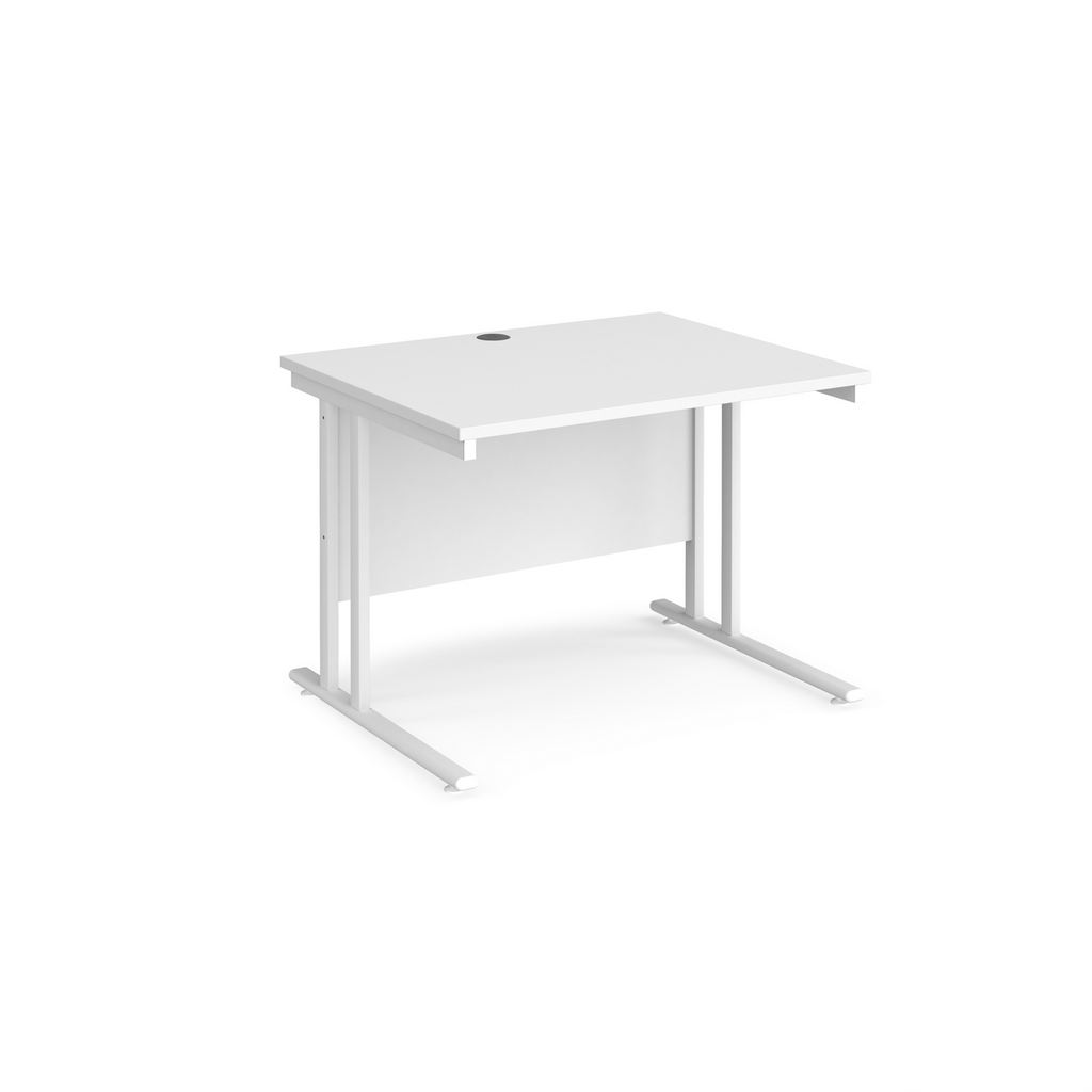 Picture of Maestro 25 straight desk 1000mm x 800mm - white cantilever leg frame, white top