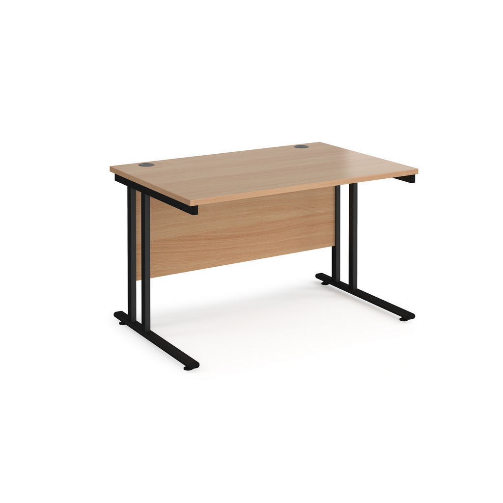 Picture of Maestro 25 straight desk 1200mm x 800mm - black cantilever leg frame, beech top