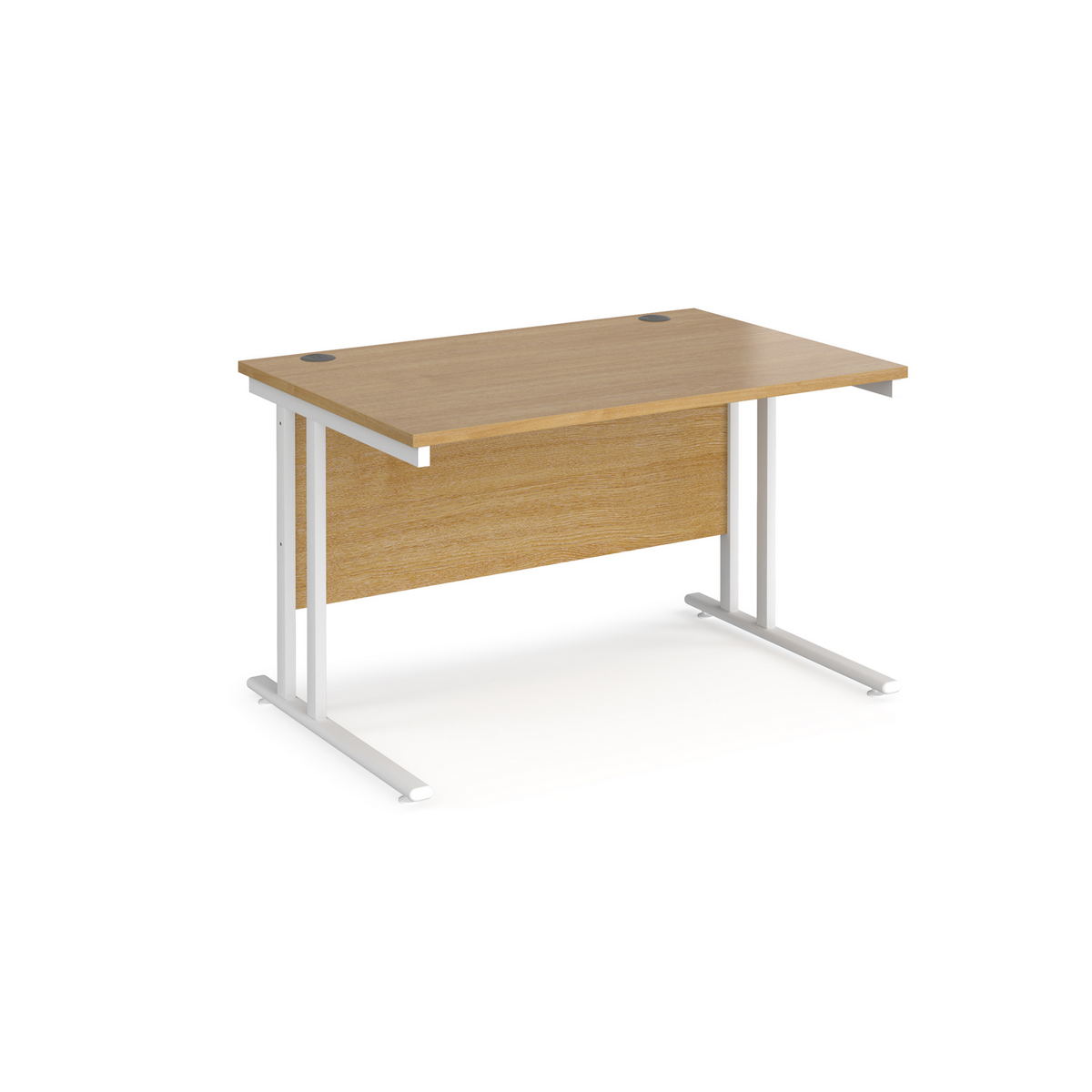 Picture of Maestro 25 straight desk 1200mm x 800mm - white cantilever leg frame, oak top
