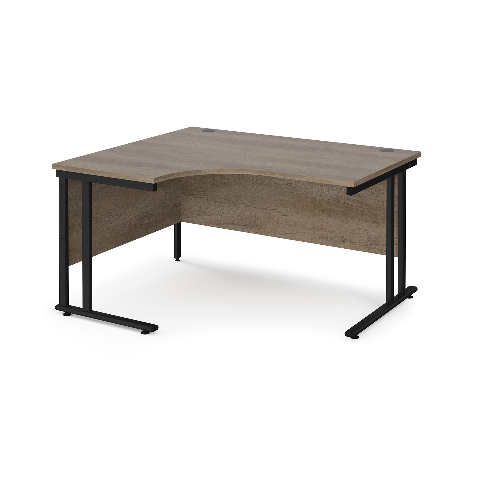 Picture of Maestro 25 left hand ergonomic desk 1400mm wide - black cantilever leg frame, Nebraska Oak Top