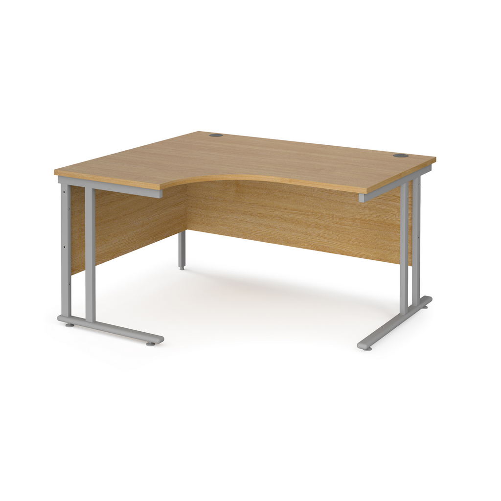 Picture of Maestro 25 left hand ergonomic desk 1400mm wide - silver cantilever leg frame, oak top