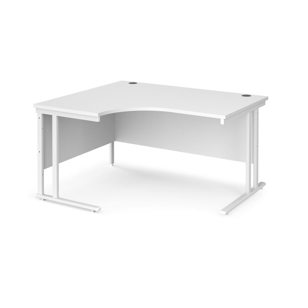 Picture of Maestro 25 left hand ergonomic desk 1400mm wide - white cantilever leg frame, white top