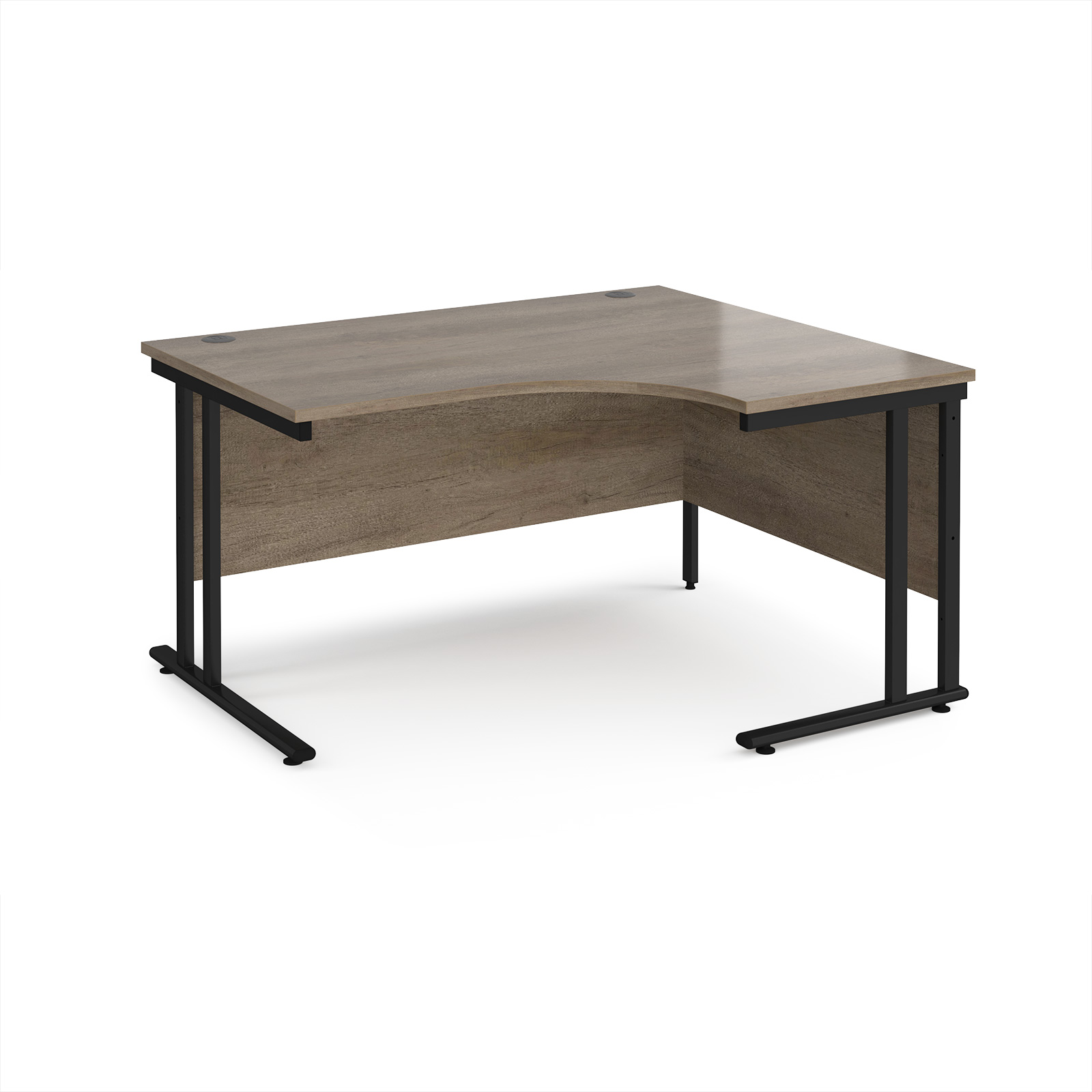 Picture of Maestro 25 right hand ergonomic desk 1400mm wide - black cantilever leg frame, Nebraska Oak Top