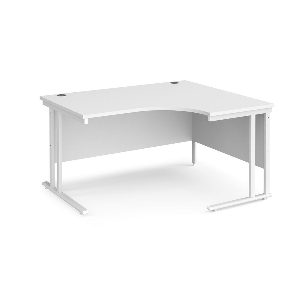 Picture of Maestro 25 right hand ergonomic desk 1400mm wide - white cantilever leg frame, white top