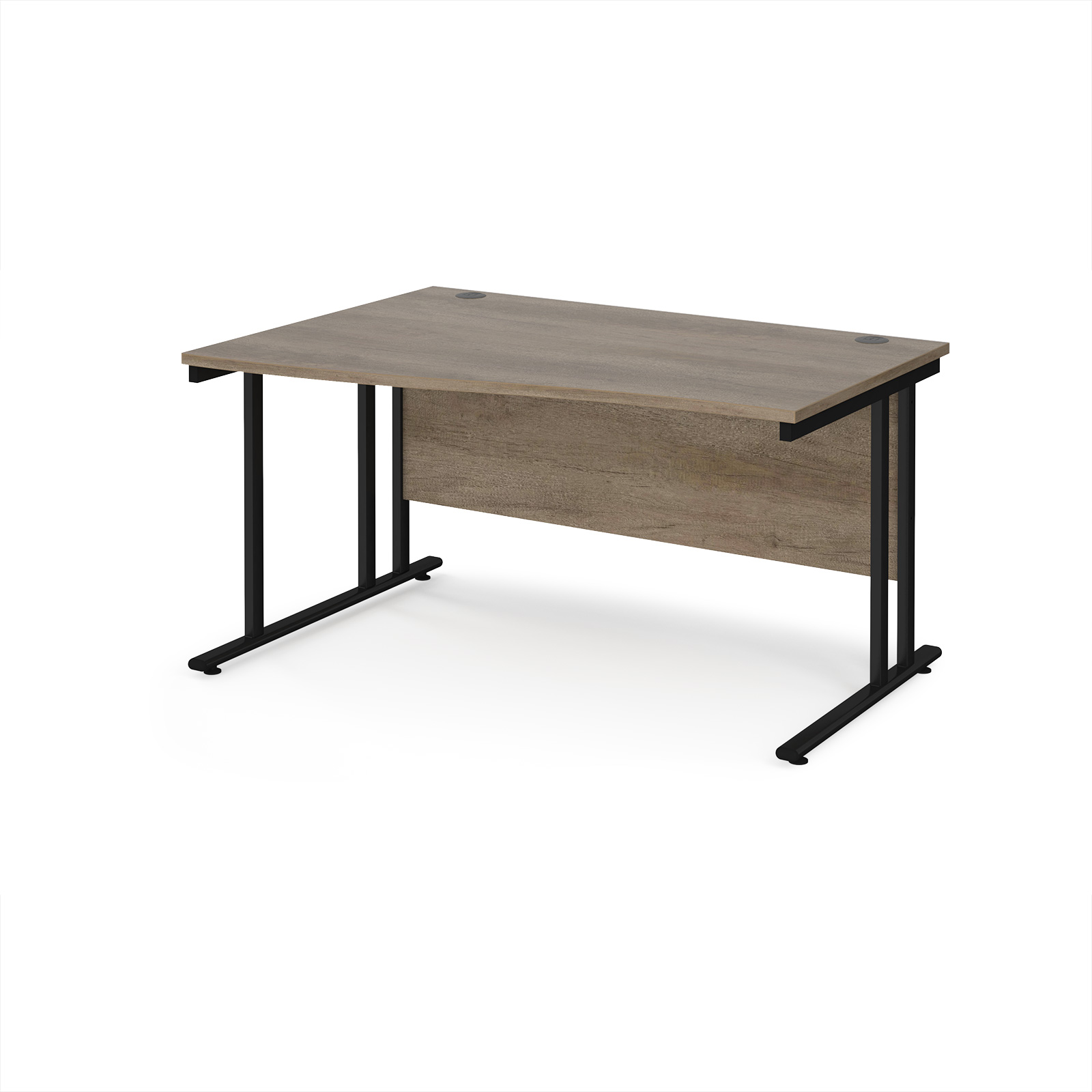 Picture of Maestro 25 left hand wave desk 1400mm wide - black cantilever leg frame, Nebraska Oak Top