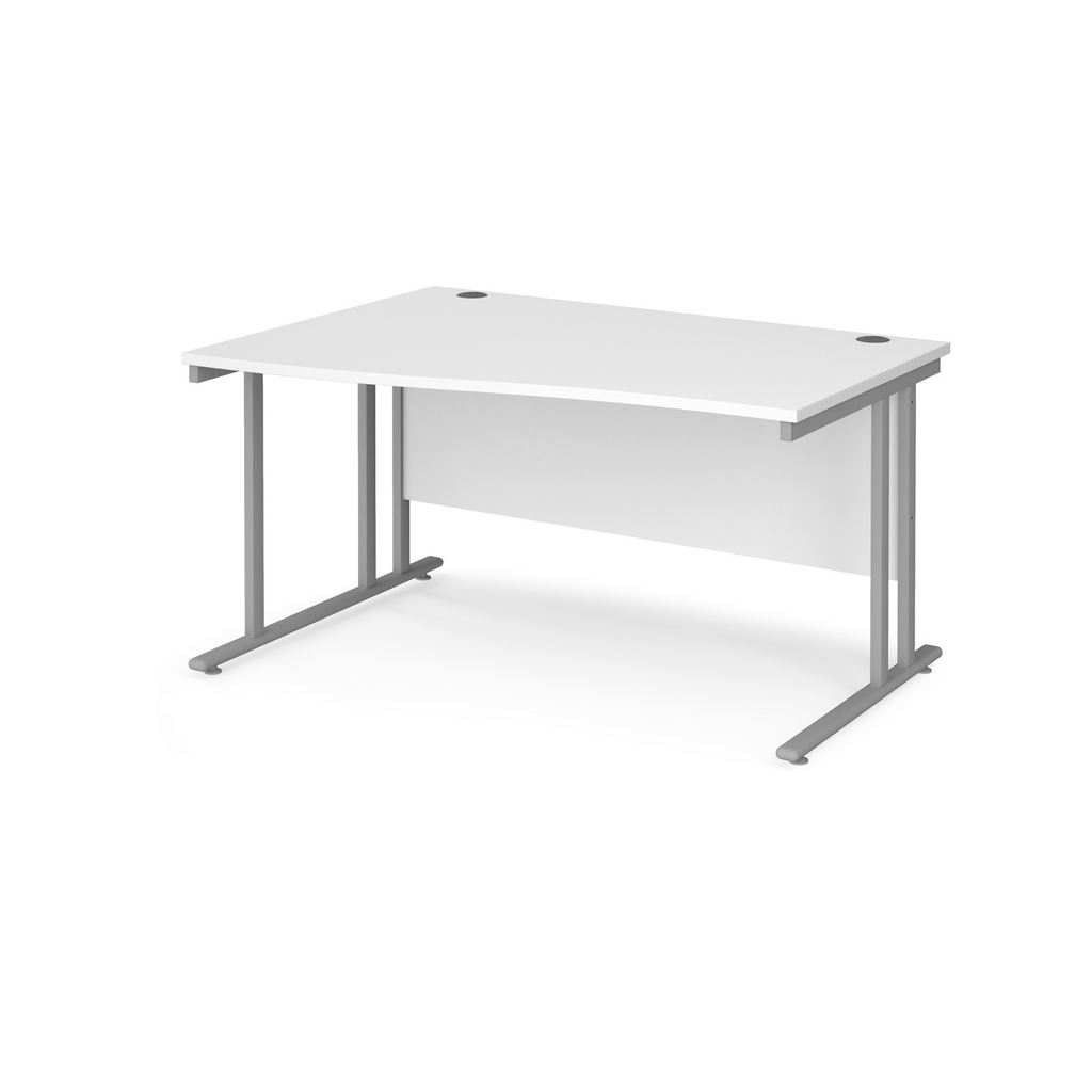 Picture of Maestro 25 left hand wave desk 1400mm wide - silver cantilever leg frame, white top