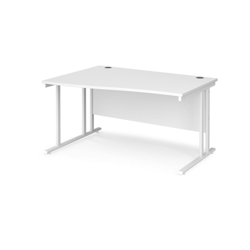 Picture of Maestro 25 left hand wave desk 1400mm wide - white cantilever leg frame, white top