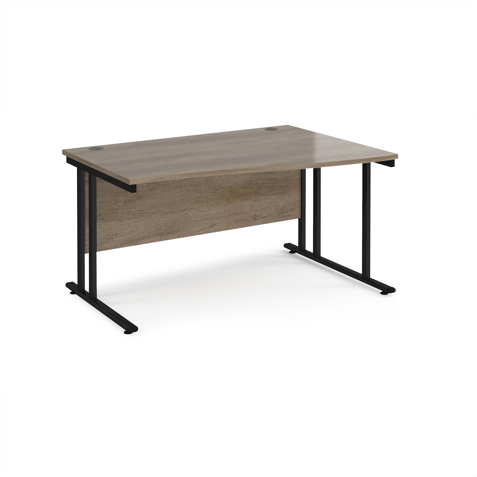 Picture of Maestro 25 right hand wave desk 1400mm wide - black cantilever leg frame, Nebraska Oak Top