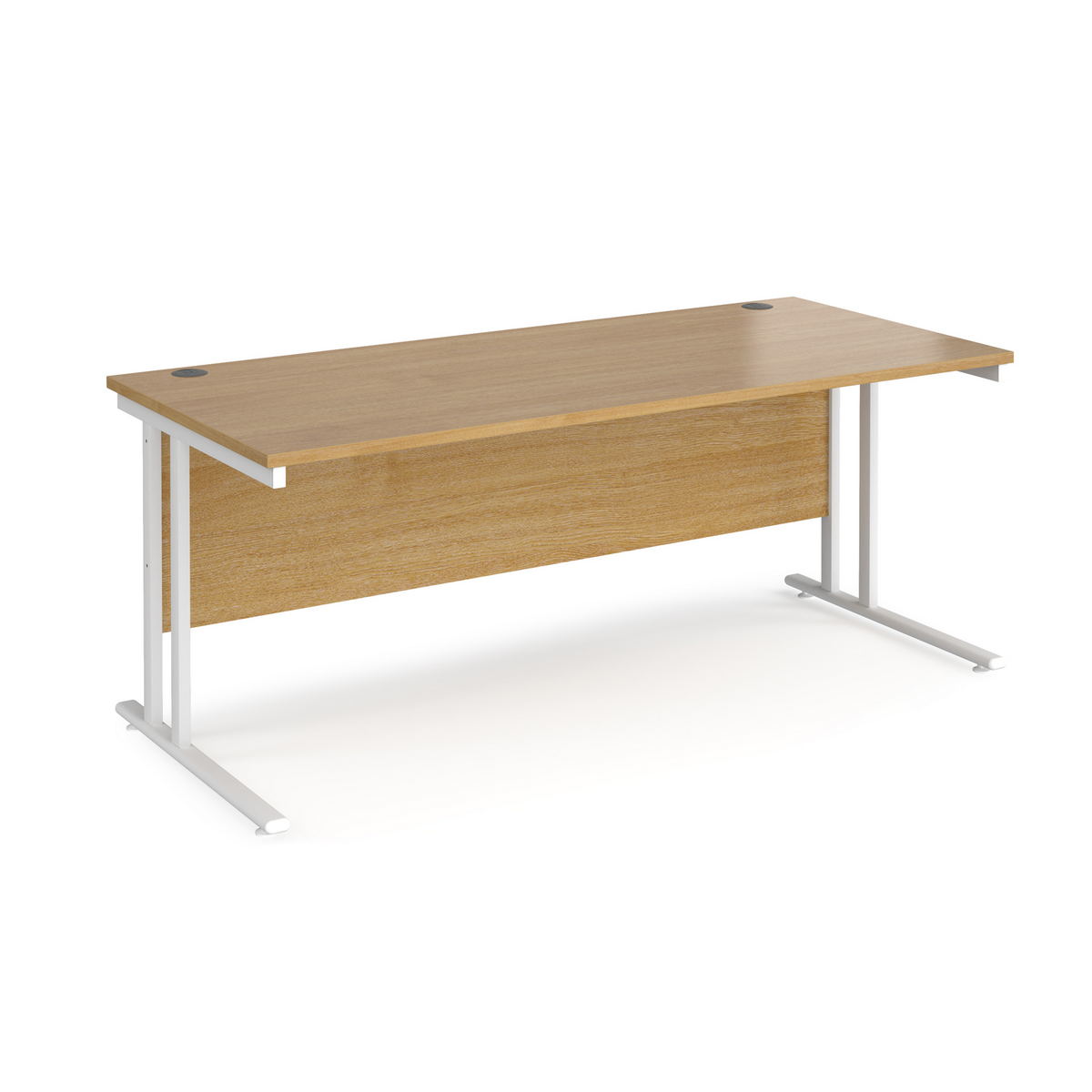 Picture of Maestro 25 straight desk 1800mm x 800mm - white cantilever leg frame, oak top