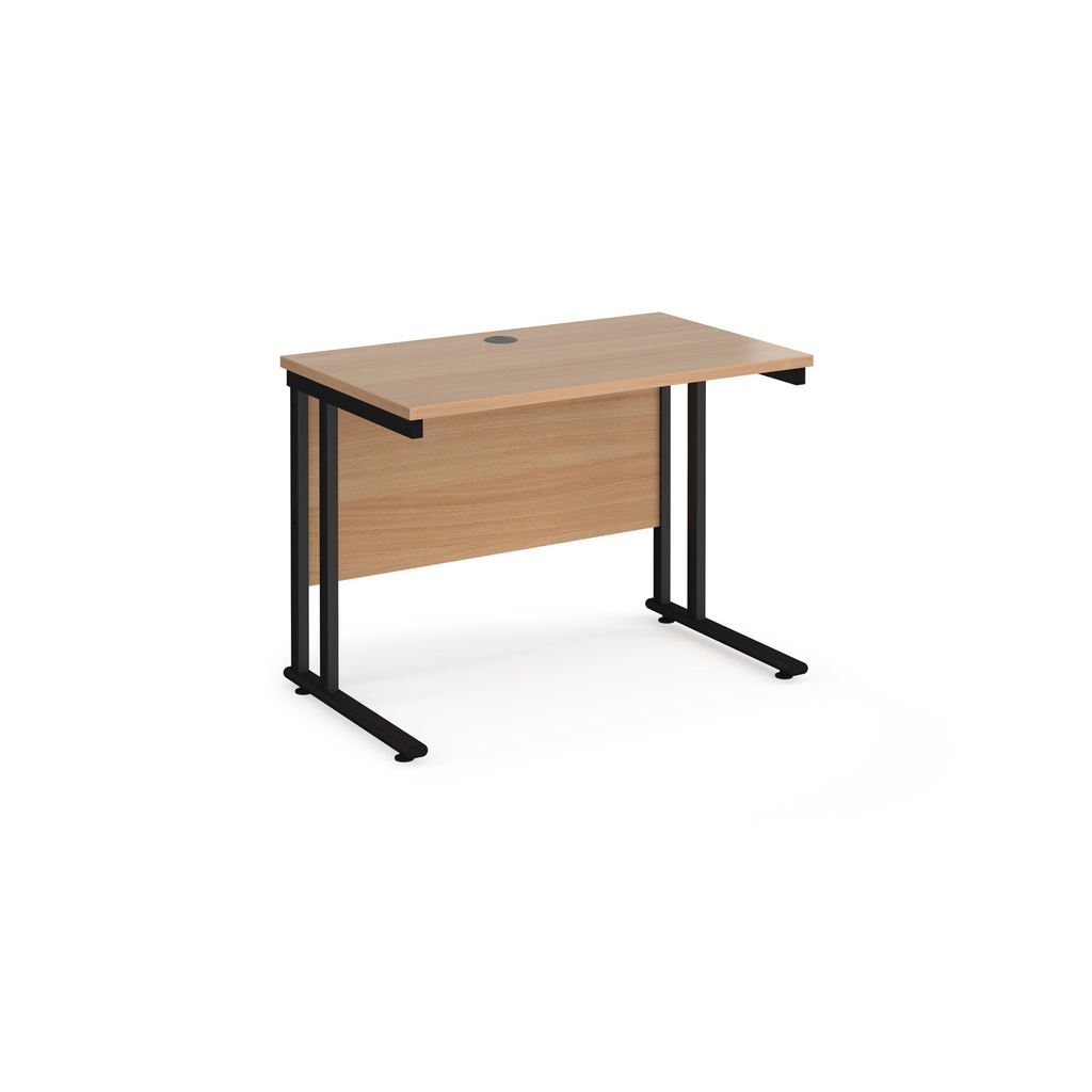 Picture of Maestro 25 straight desk 1000mm x 600mm - black cantilever leg frame, beech top