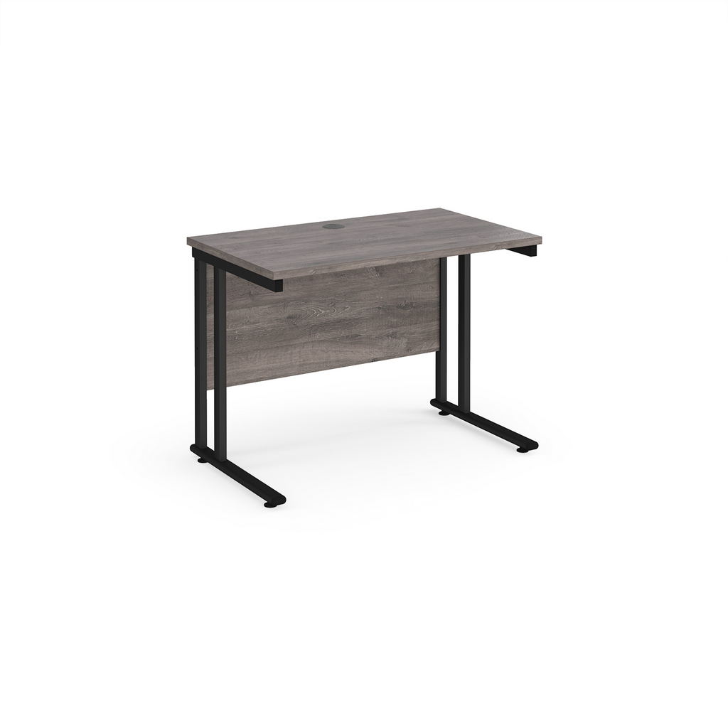 Picture of Maestro 25 straight desk 1000mm x 600mm - black cantilever leg frame, grey oak top