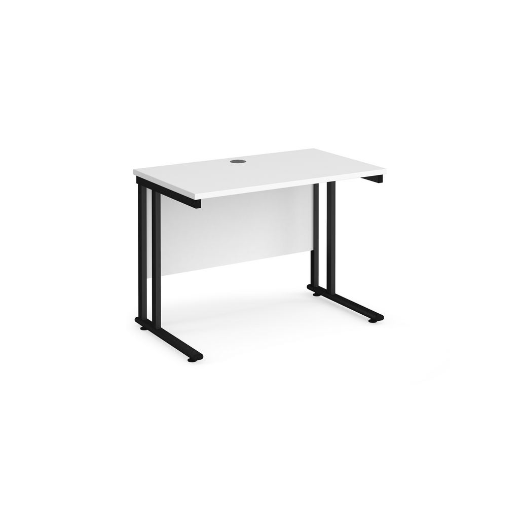 Picture of Maestro 25 straight desk 1000mm x 600mm - black cantilever leg frame, white top