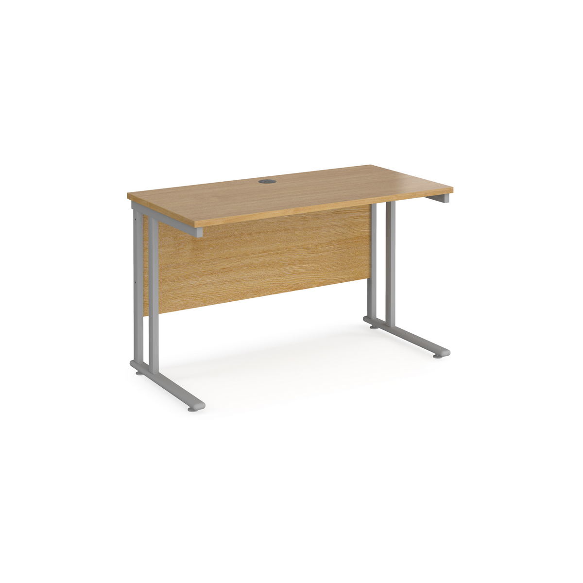 Picture of Maestro 25 straight desk 1200mm x 600mm - silver cantilever leg frame, oak top