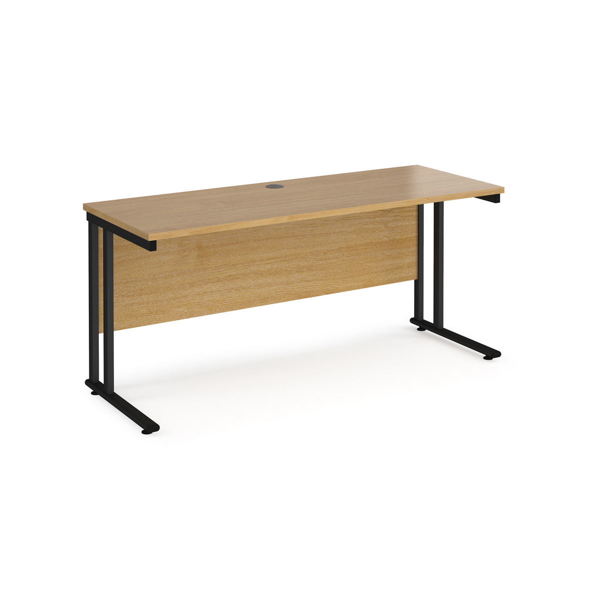 Picture of Maestro 25 straight desk 1600mm x 600mm - black cantilever leg frame, oak top