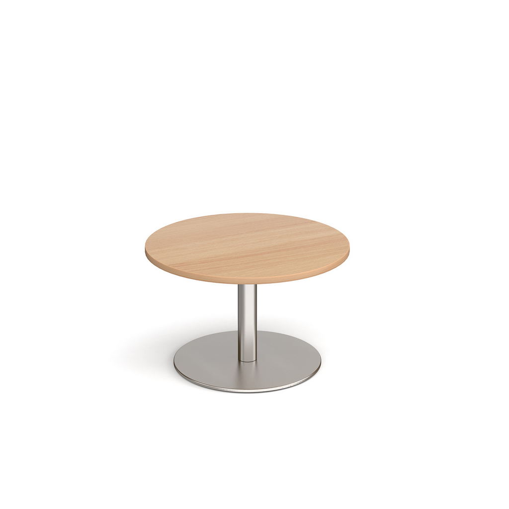 Picture of Monza circular coffee table with flat round brushed steel base 800mm - beech