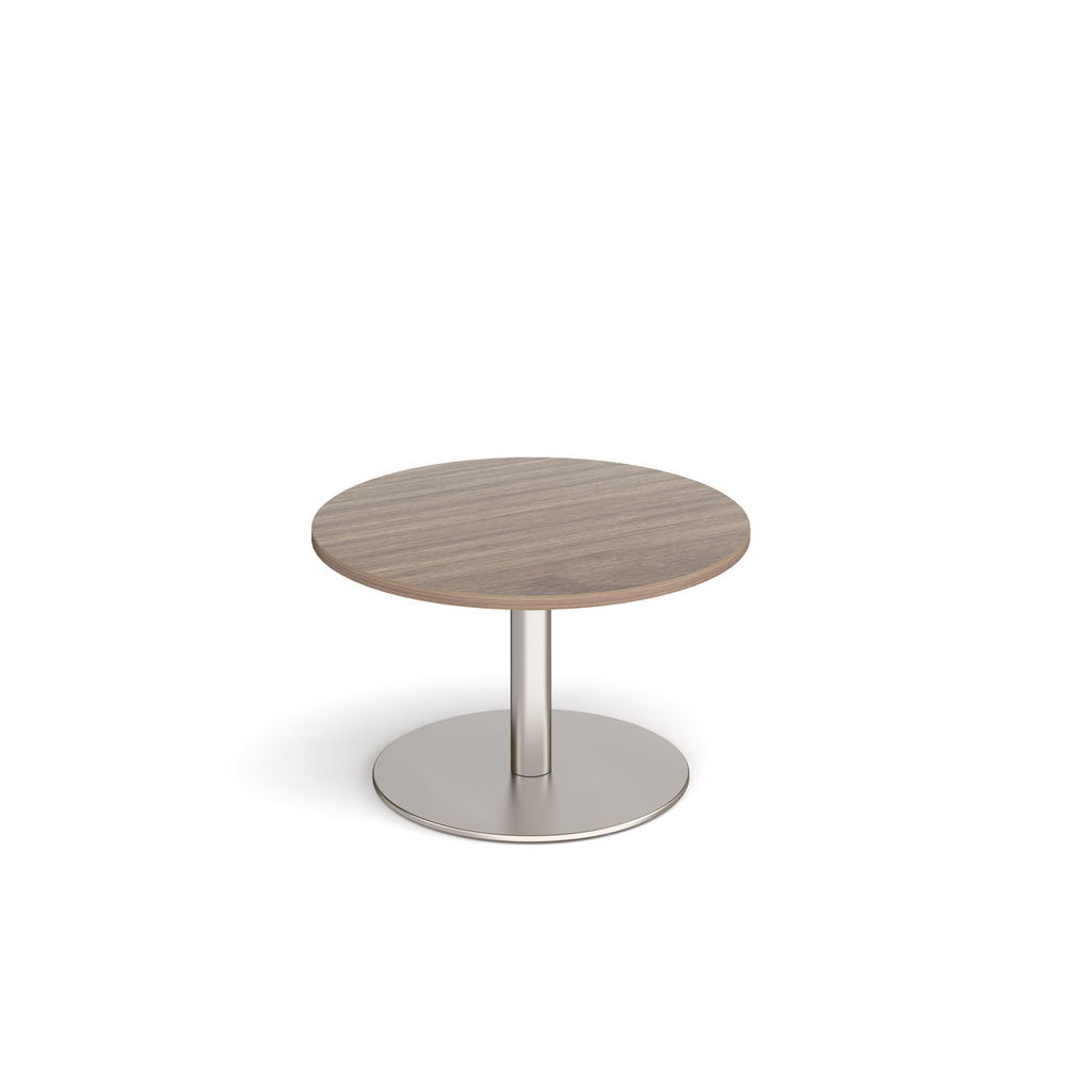 Picture of Monza circular coffee table with flat round brushed steel base 800mm - barcelona walnut