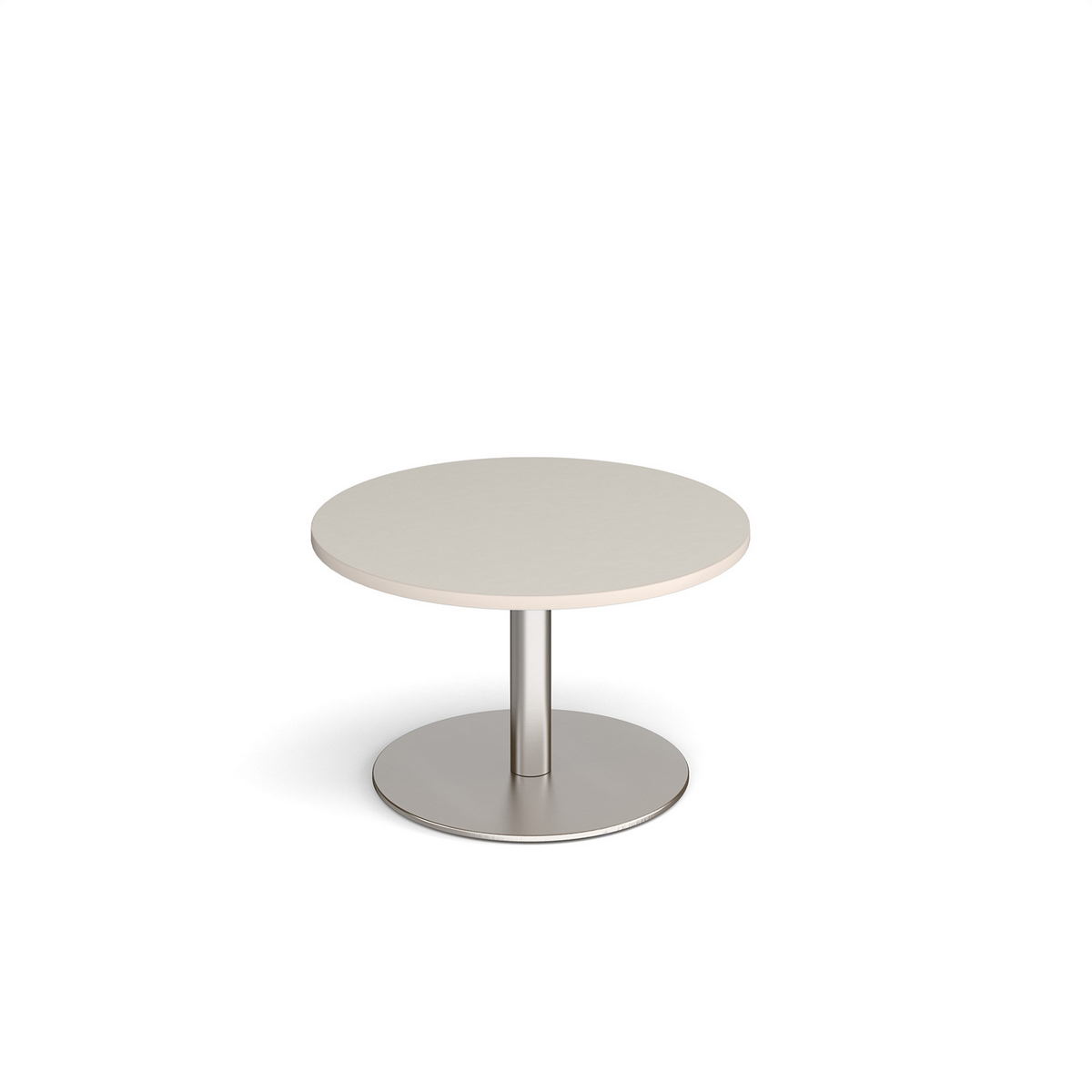 Picture of Monza circular coffee table with flat round brushed steel base 800mm - Light Grey