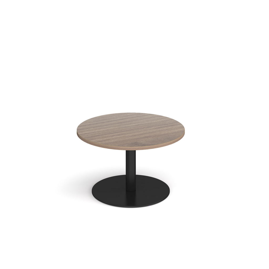 Picture of Monza circular coffee table with flat round black base 800mm - barcelona walnut