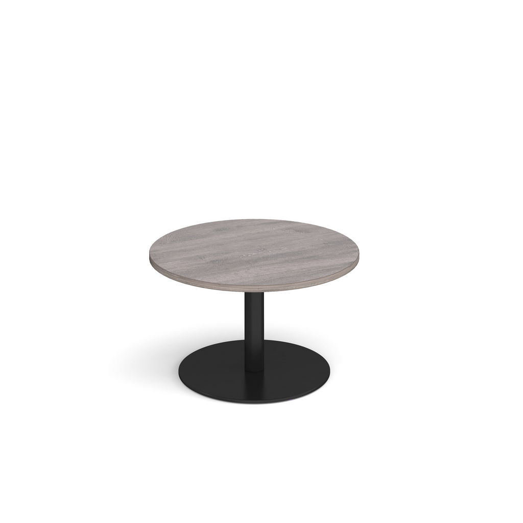 Picture of Monza circular coffee table with flat round black base 800mm - grey oak