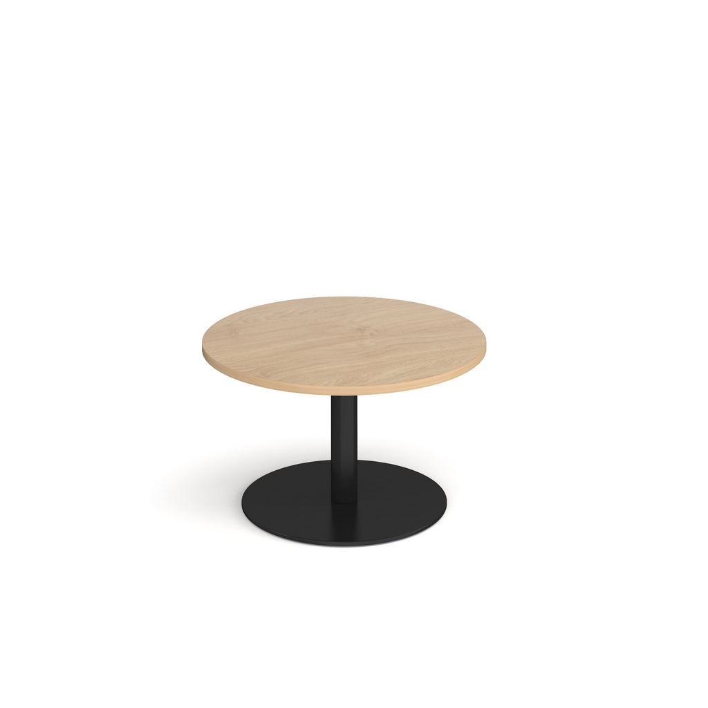 Picture of Monza circular coffee table with flat round black base 800mm - kendal oak