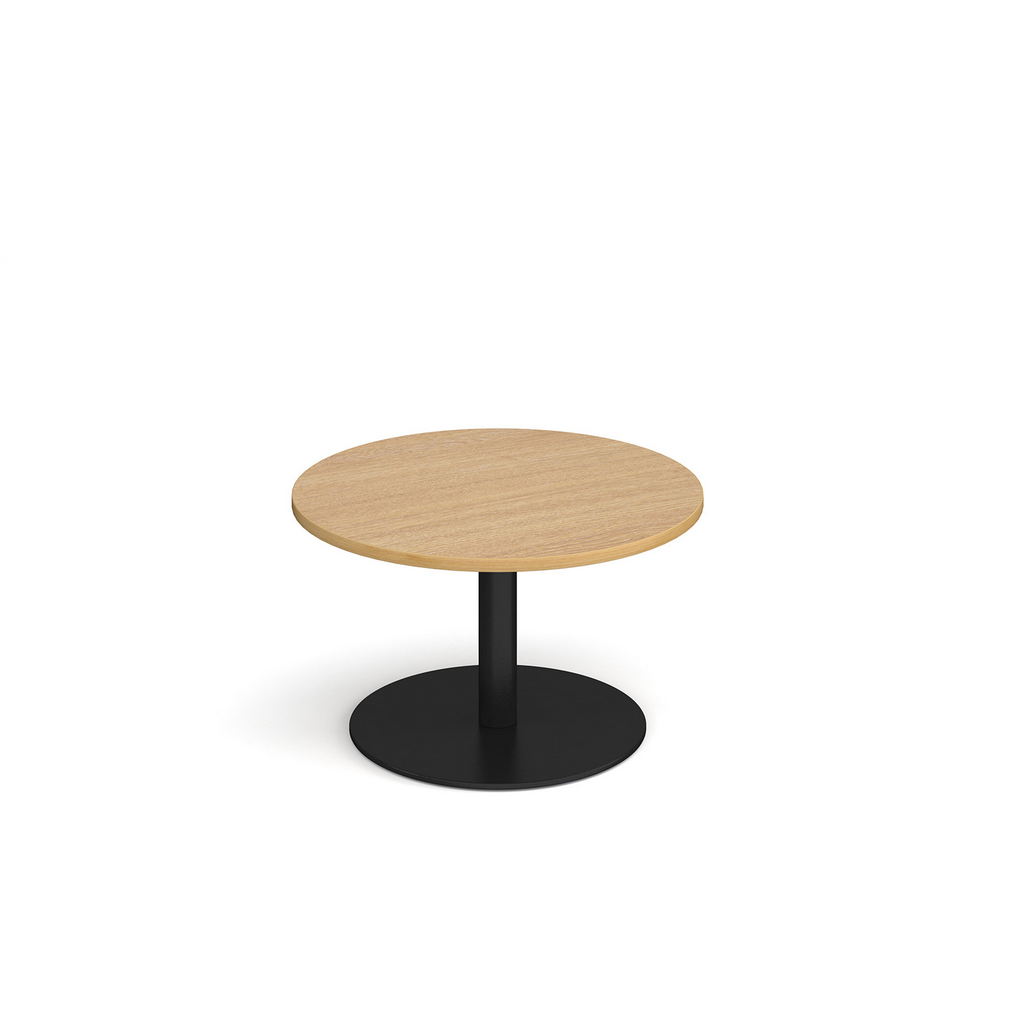 Picture of Monza circular coffee table with flat round black base 800mm - oak